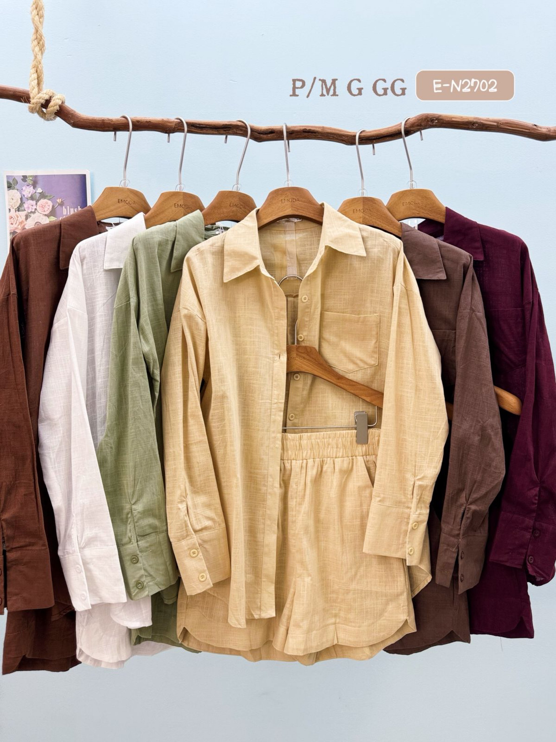 E-N2702. Conjunto - P/M. G. GG- linho