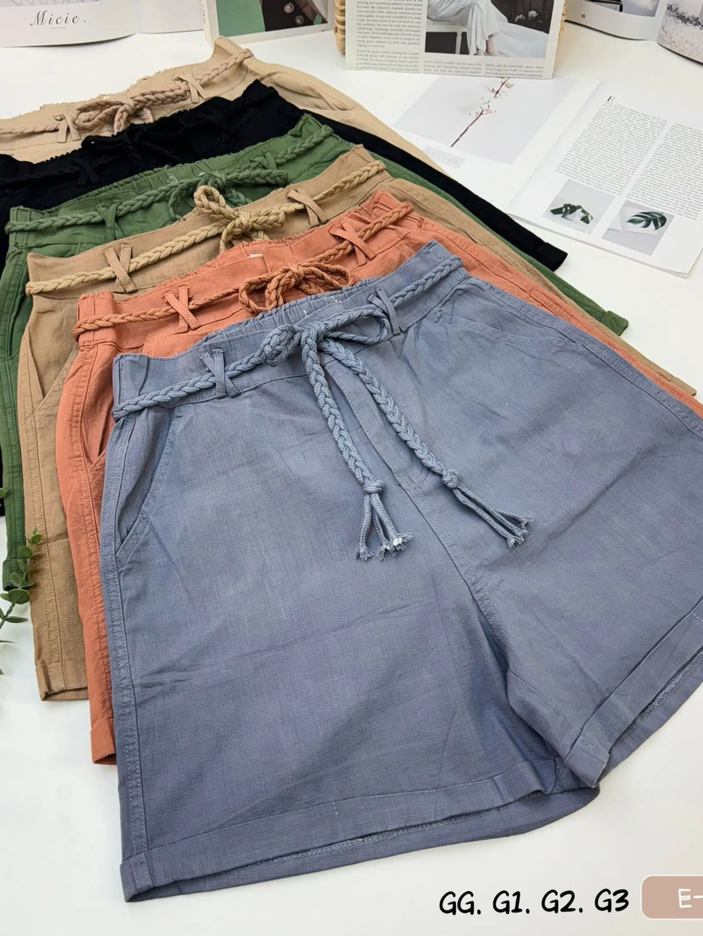 923 shorts  de linho com elastano