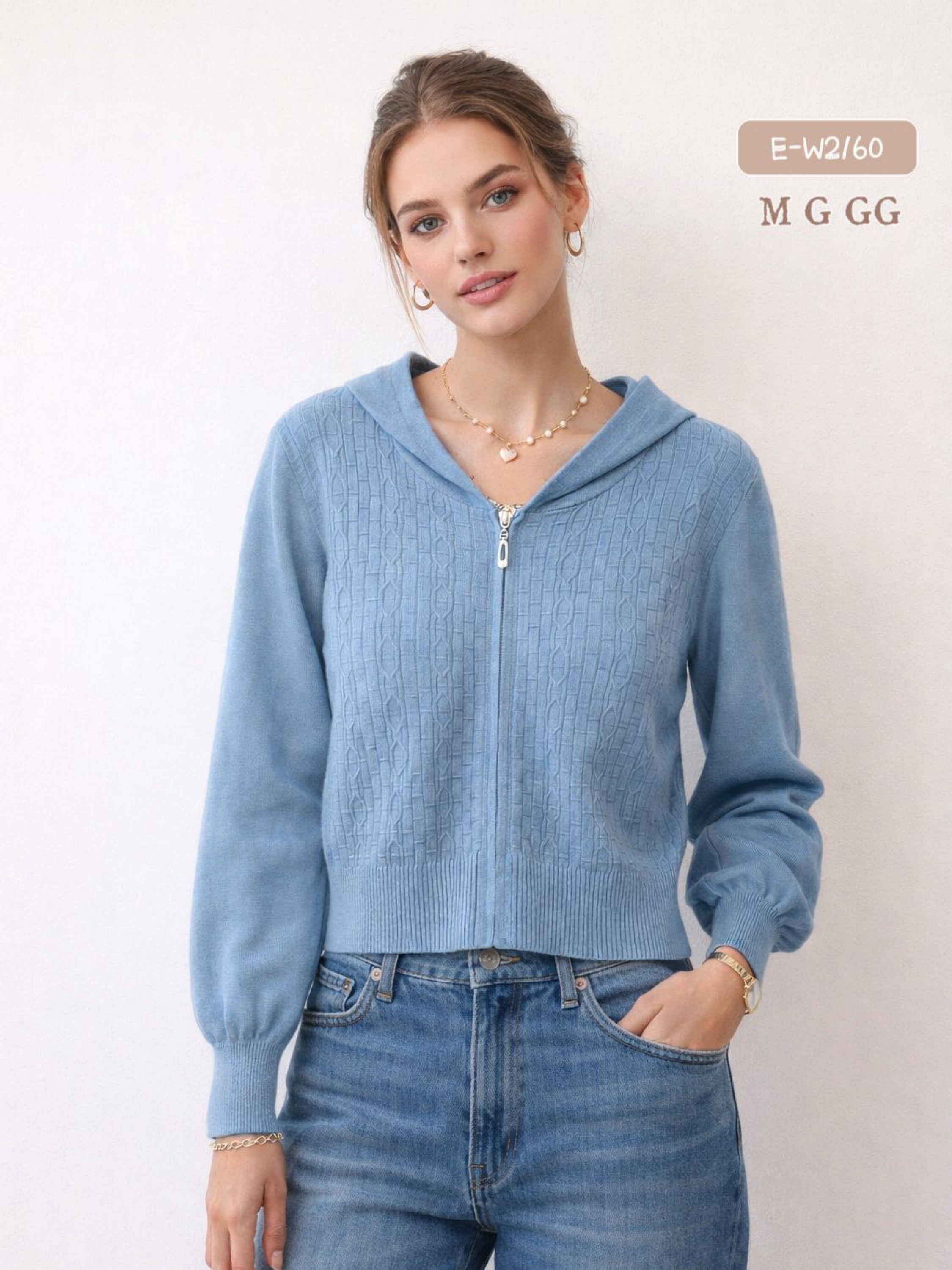 E-W2160. Casaco - M G GG - modal ( Manga bufante)