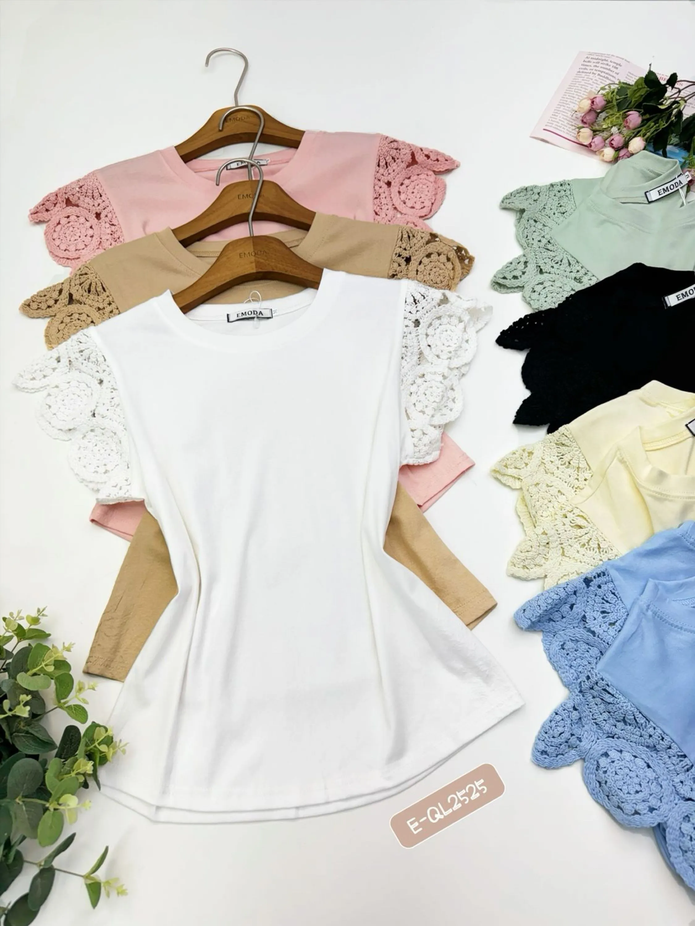 E-QL2525. T-shirt - M G GG - algodão bordado
