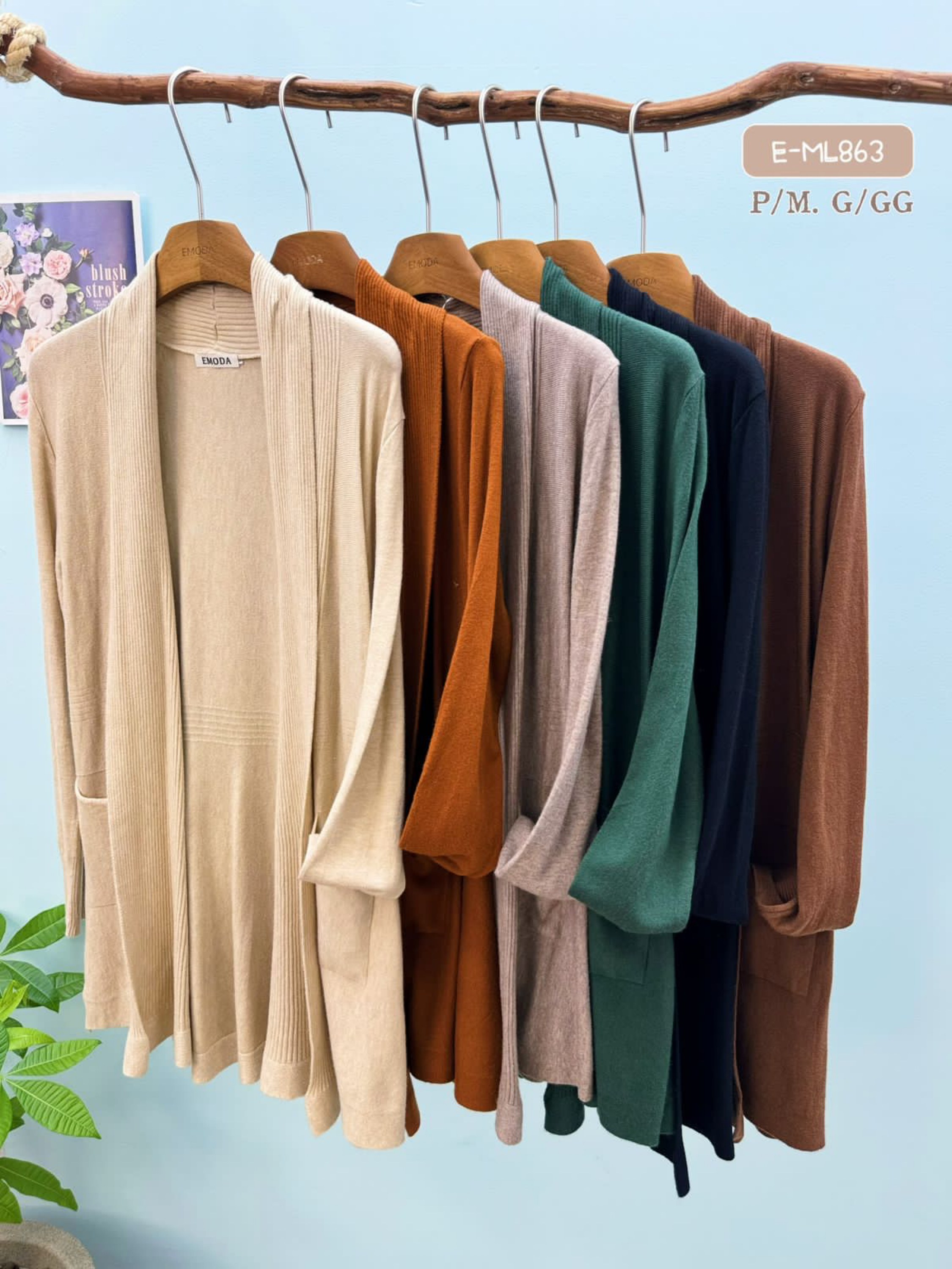 E-ML863.  Cardigan - P/M. G/GG- modal (lã)