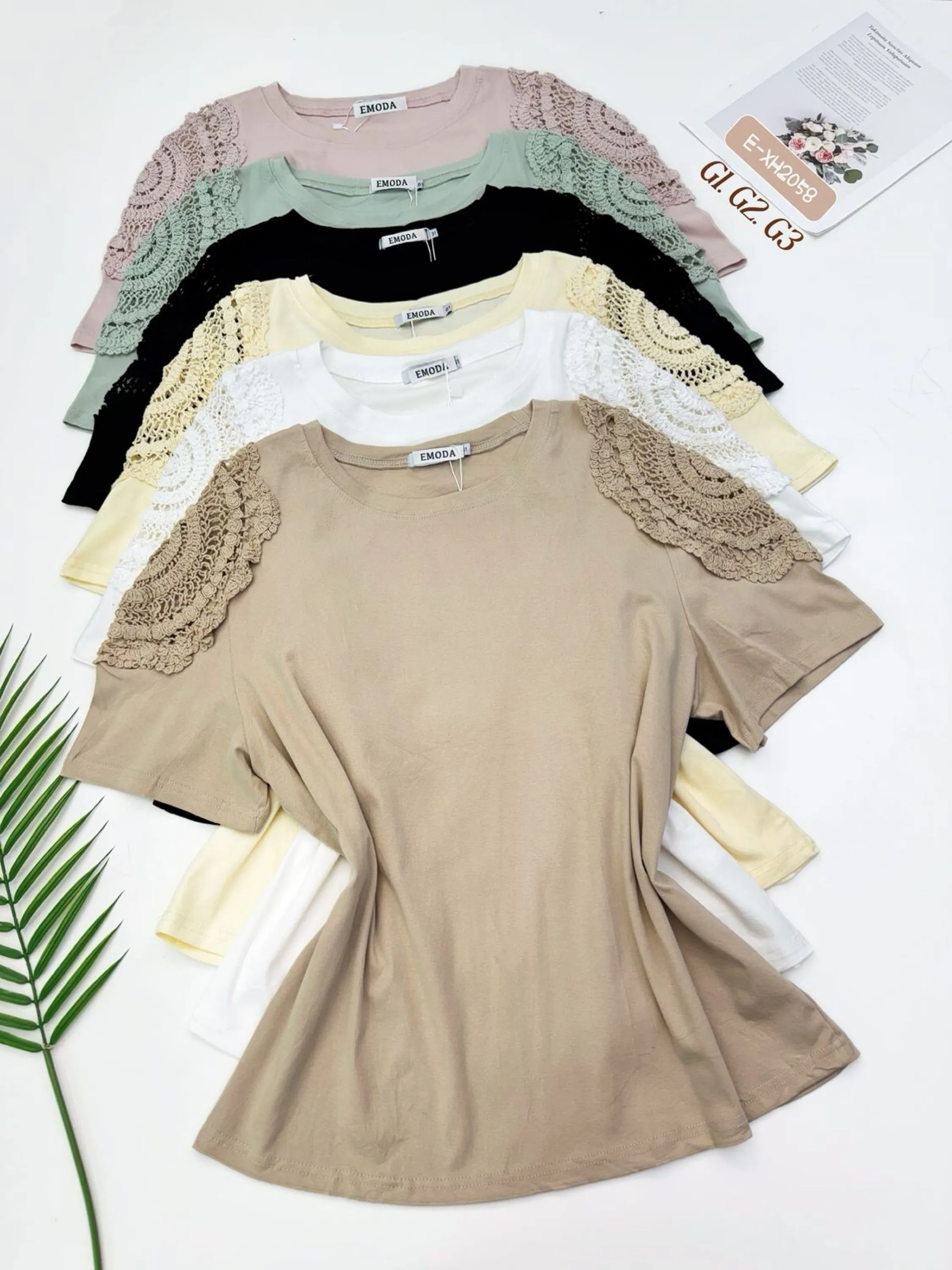 E-XH205T-shirt - G1. G2.  G3 - algodão bordado