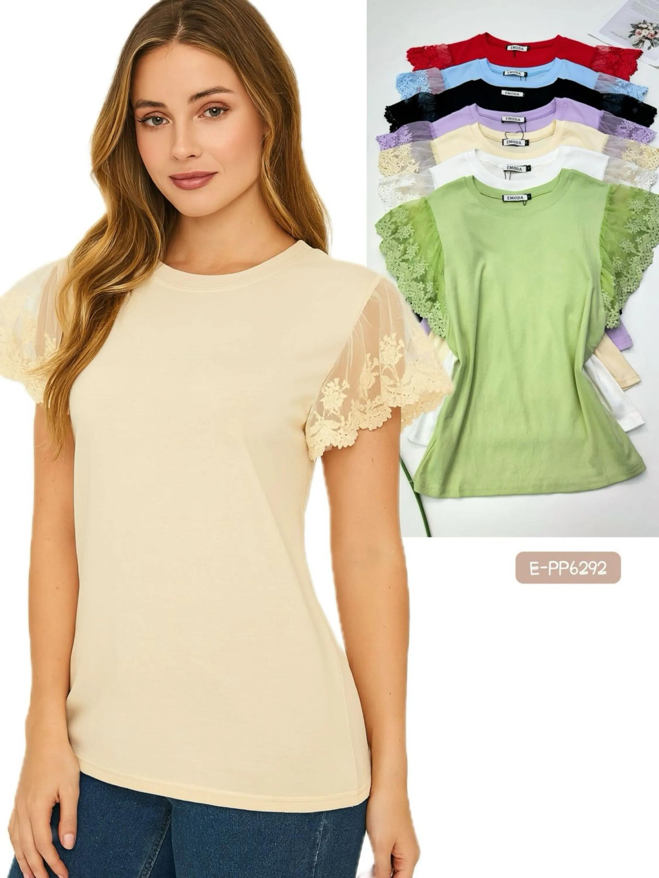 E-PP6292. T-shirt - M G GG - algodão com Lais