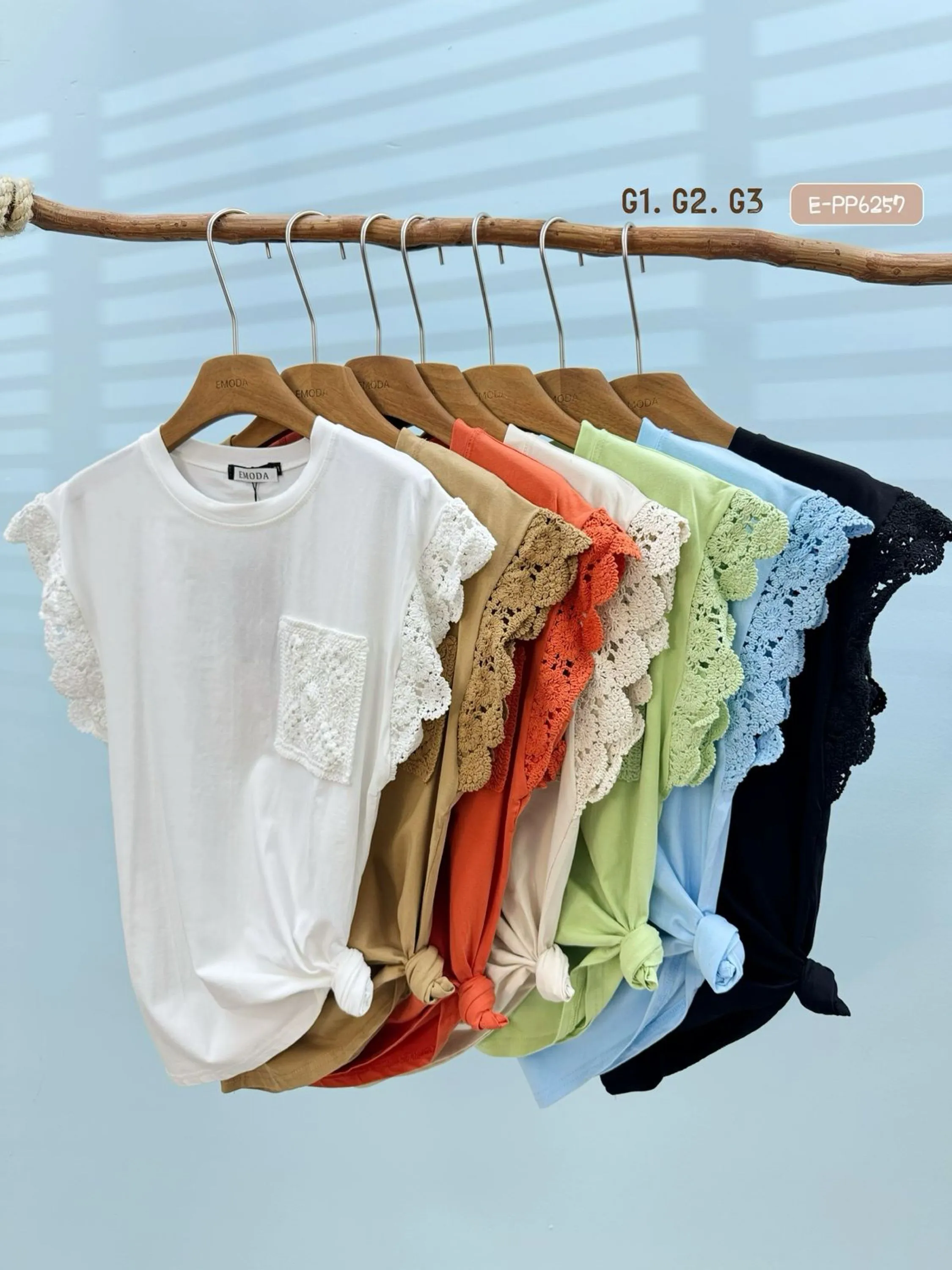 6257 T-shirt  de algodão  bordado