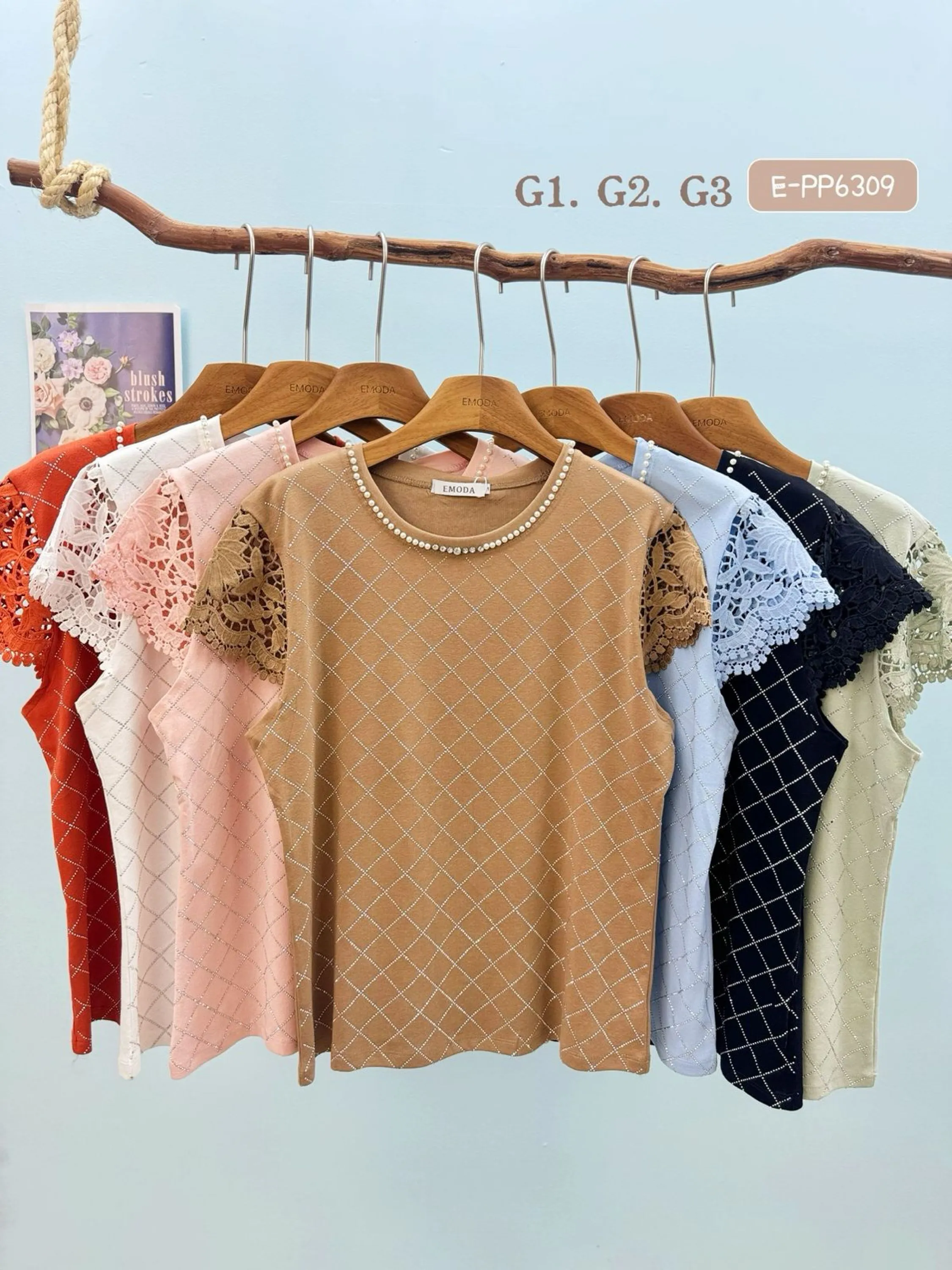 E-PP6309. T-shirt - G1. G2. G3. - algodão brilho