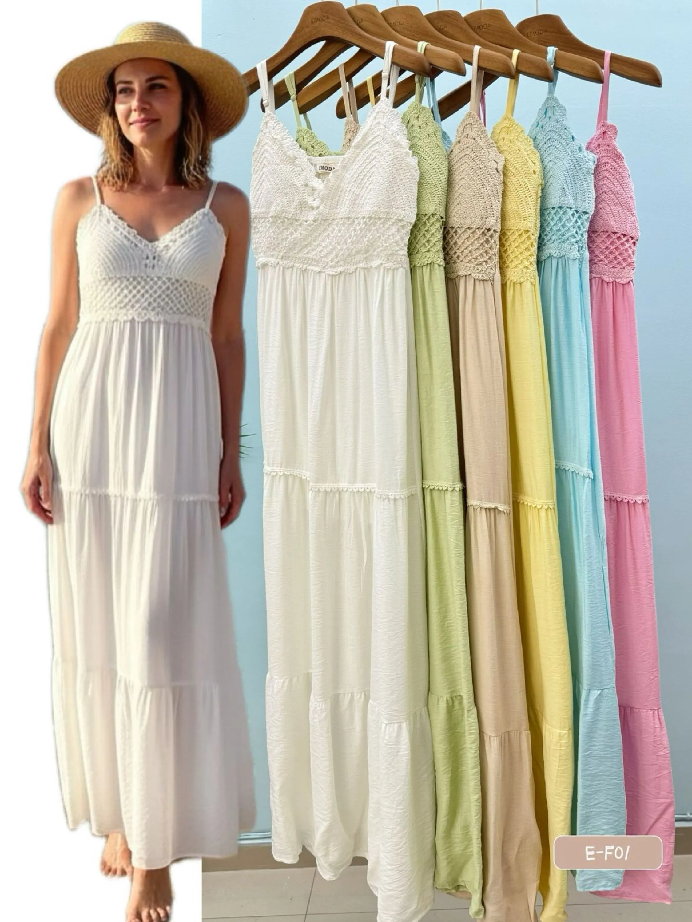 E-F01.  Vestido longo - M G GG - linho macio com bojo