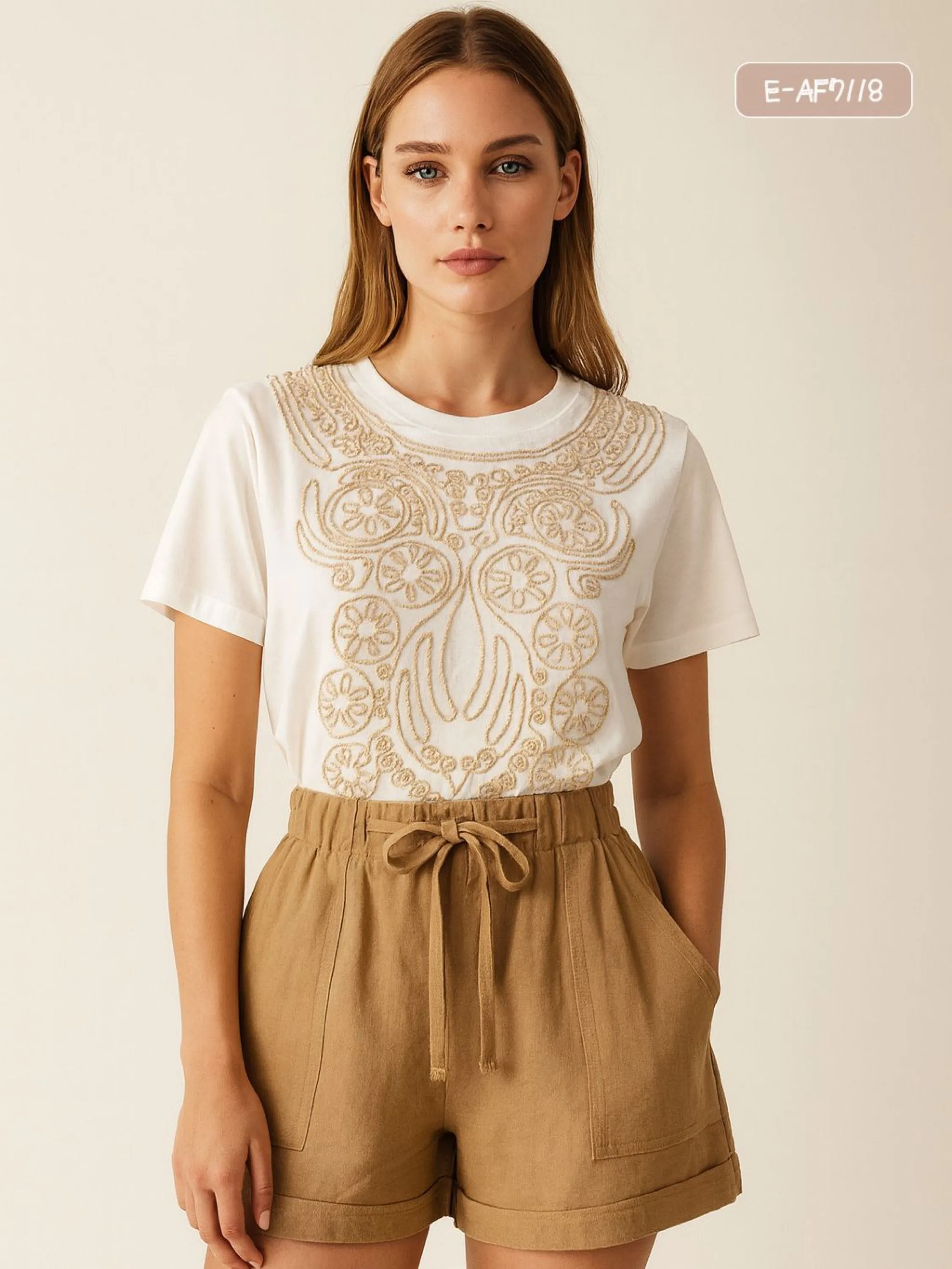 E-AF7118. Blusa - M G GG. - algodão bordado