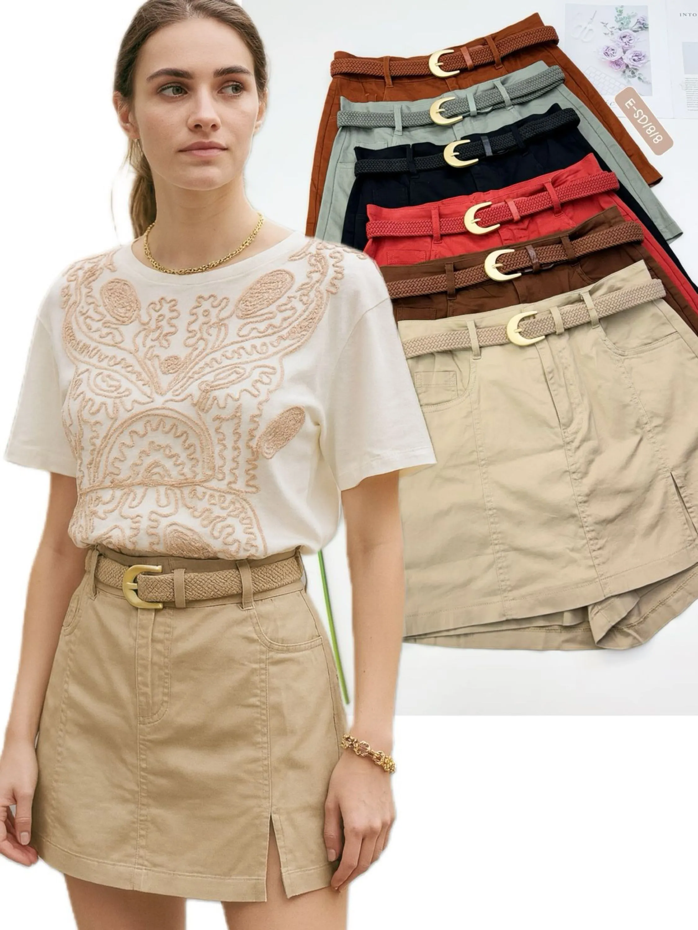 E-SD1818. Saia short - M G GG - sarja com elastano