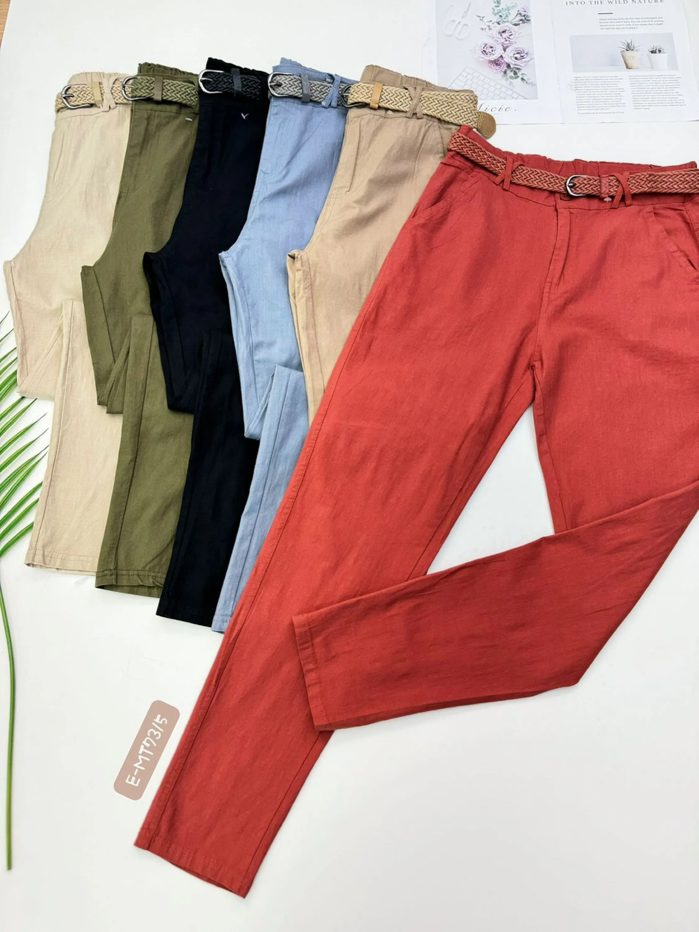 E-MT7315. Calça - P M G GG - linho elastano