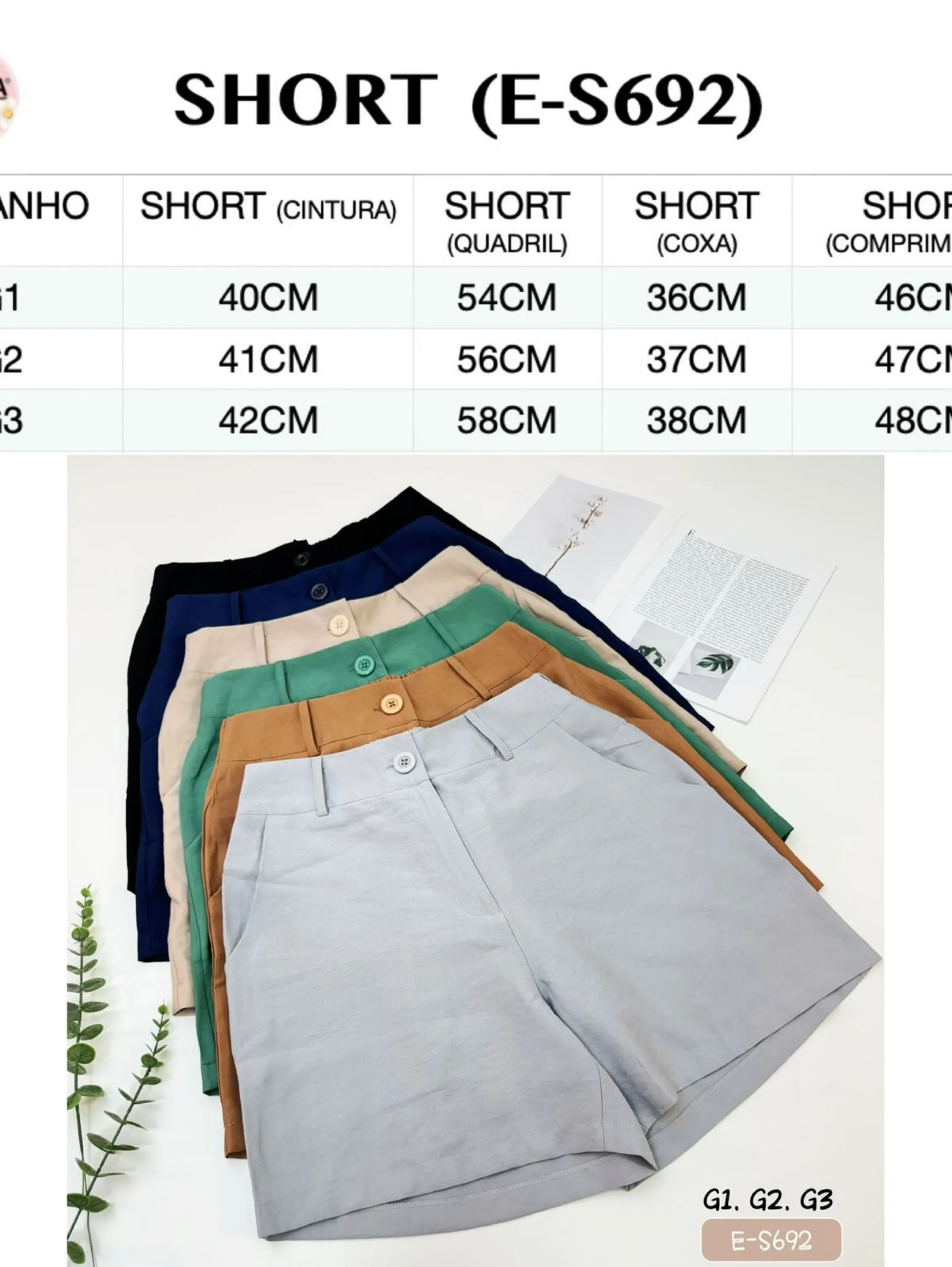 692 shorts  alfaiataria  plus