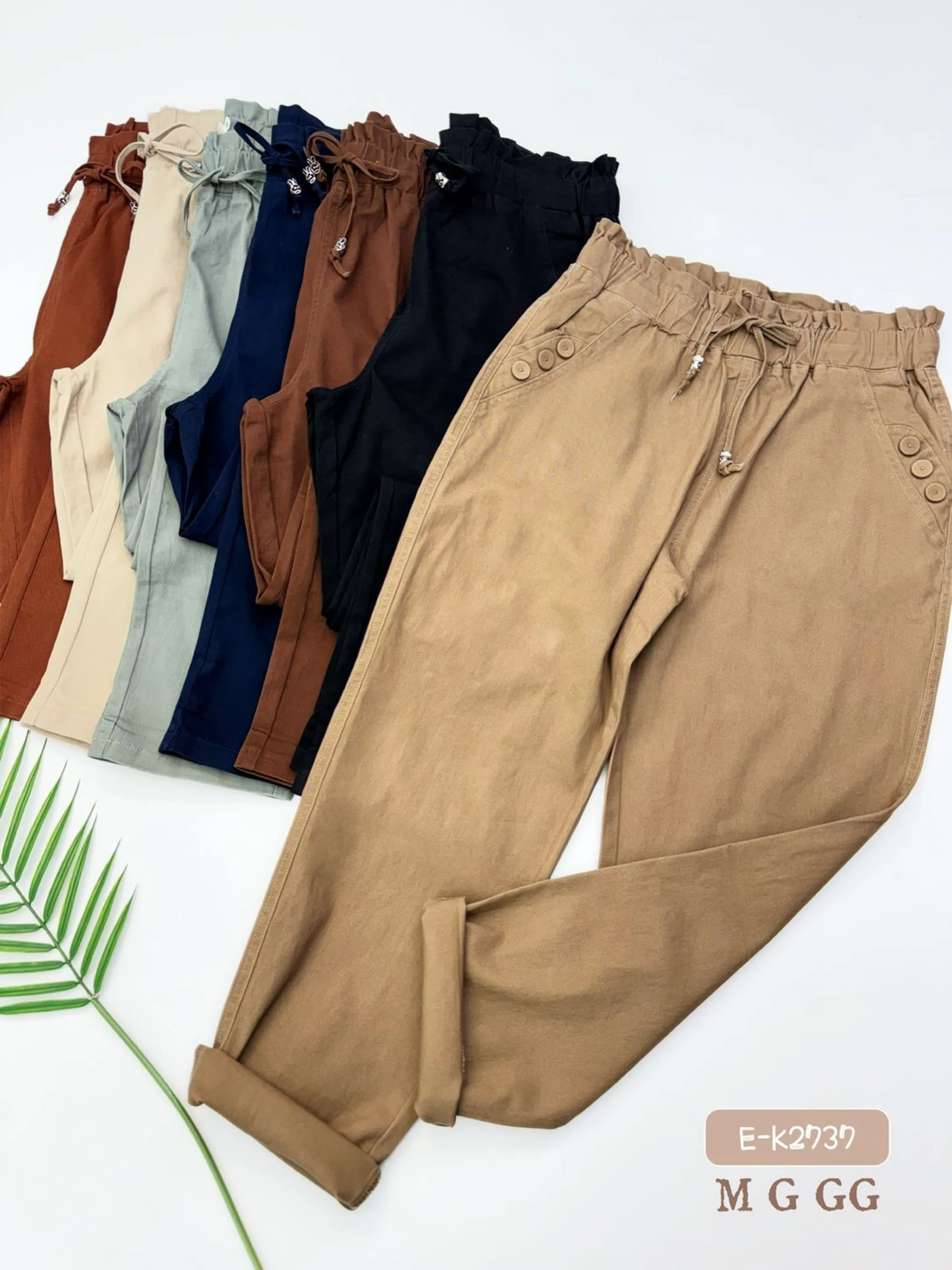 E-K2737. Calça - M G GG - sarja com elastano