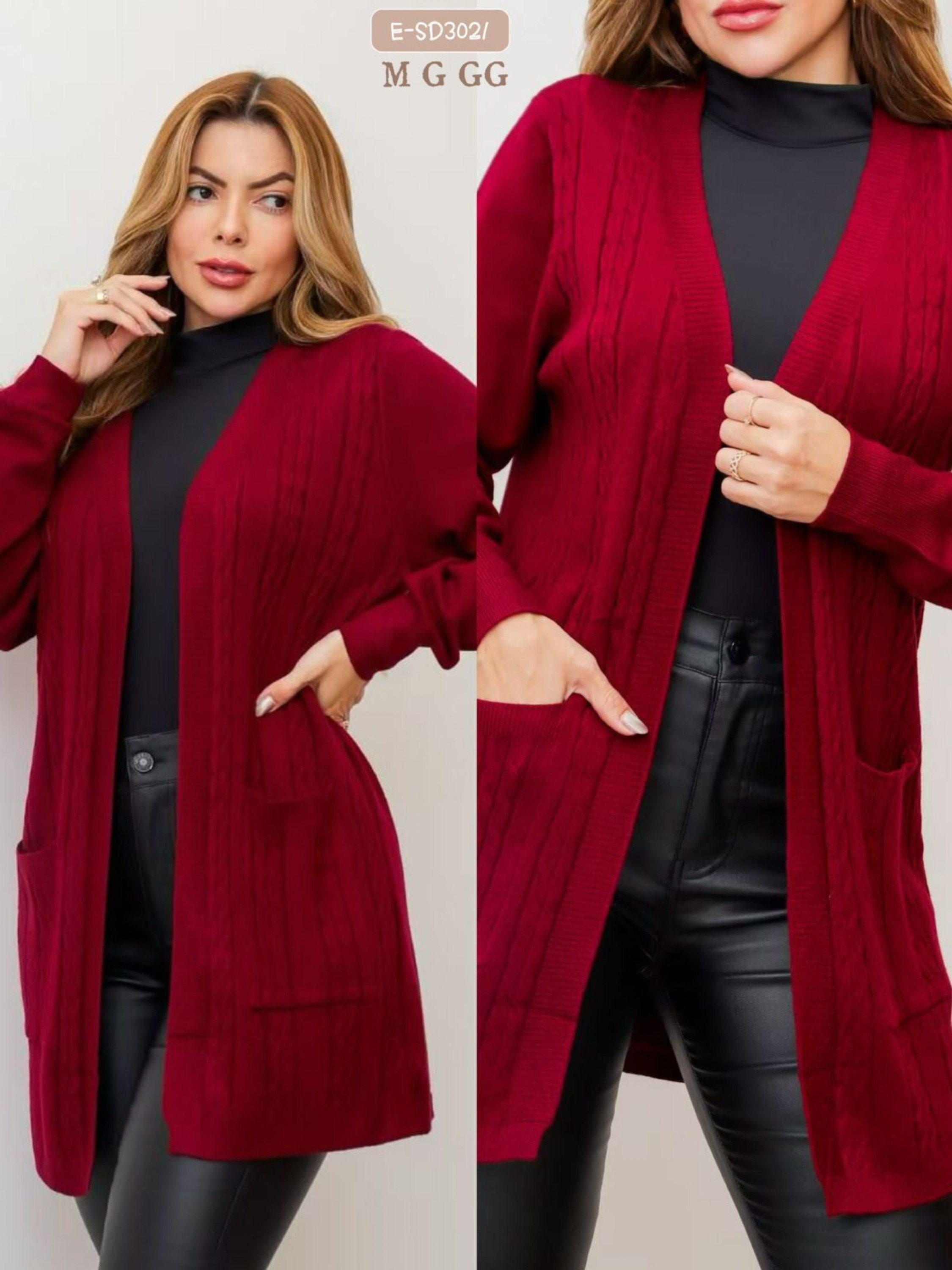 E-L7876.  Jaqueta cropped - P M G - Sarja de algodão lavada