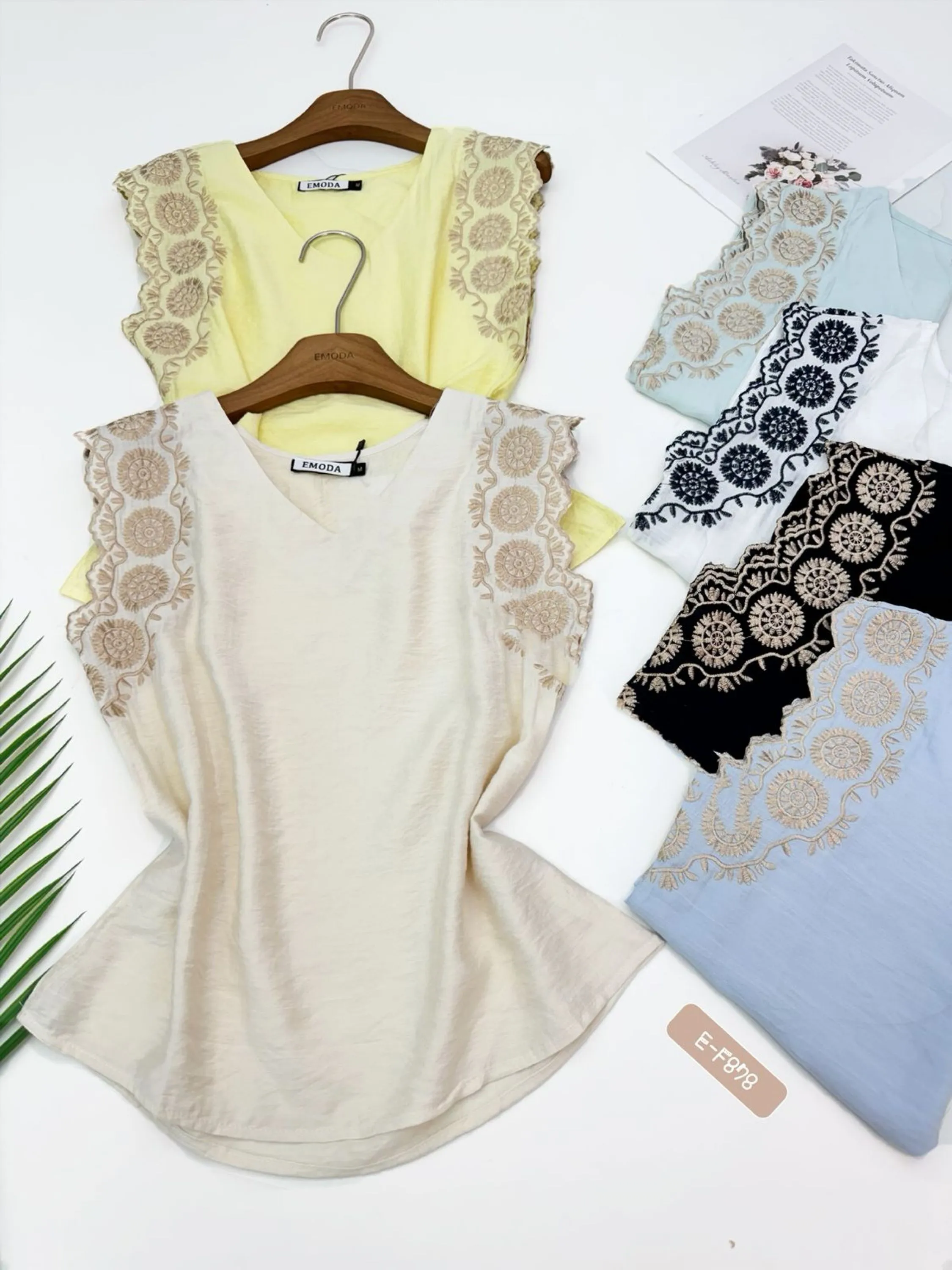 E-F878.  Blusa - M G GG - Viscolinho bordado