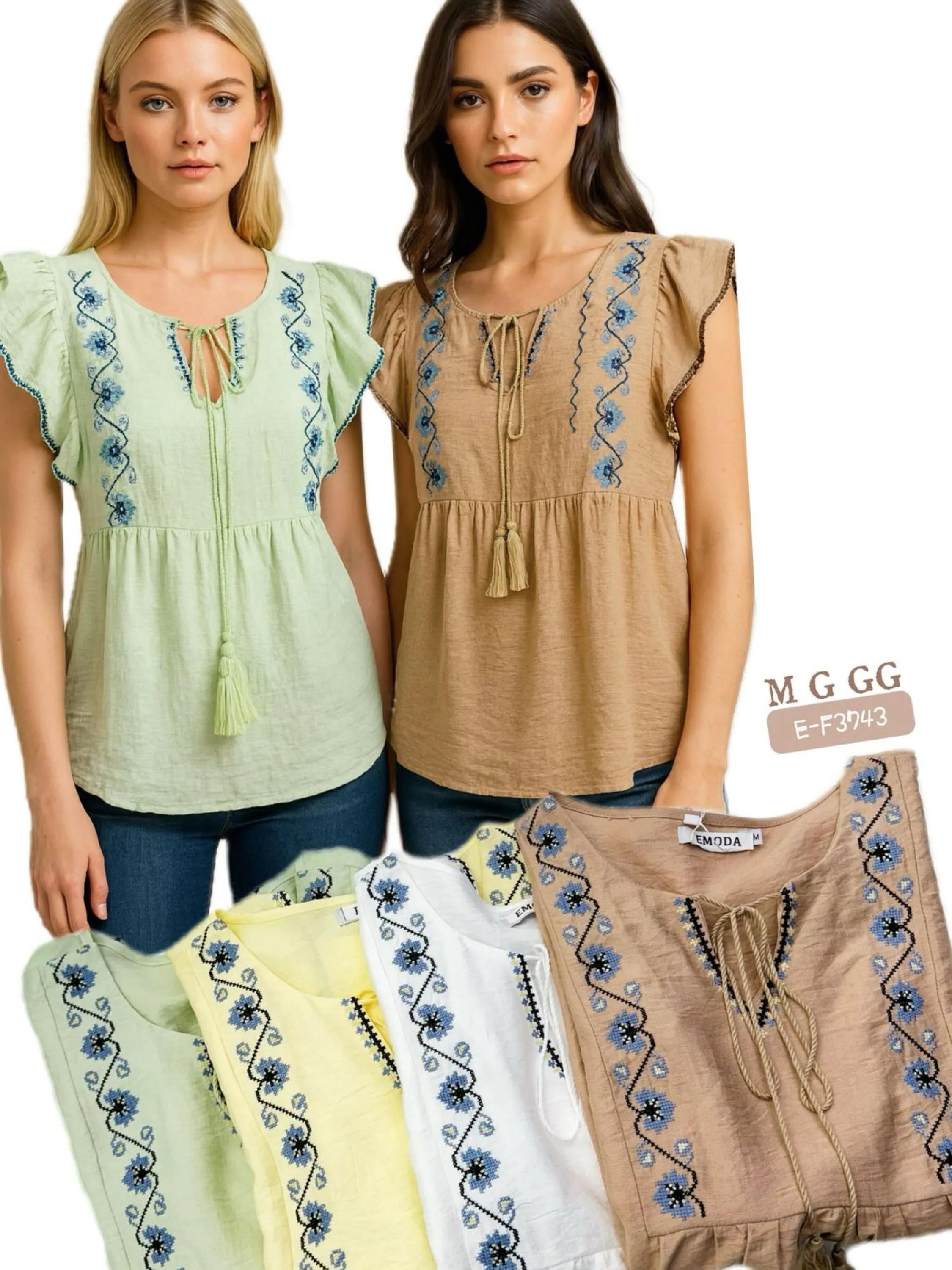 E-F3743. Blusa - M G GG - Viscolinho bordado