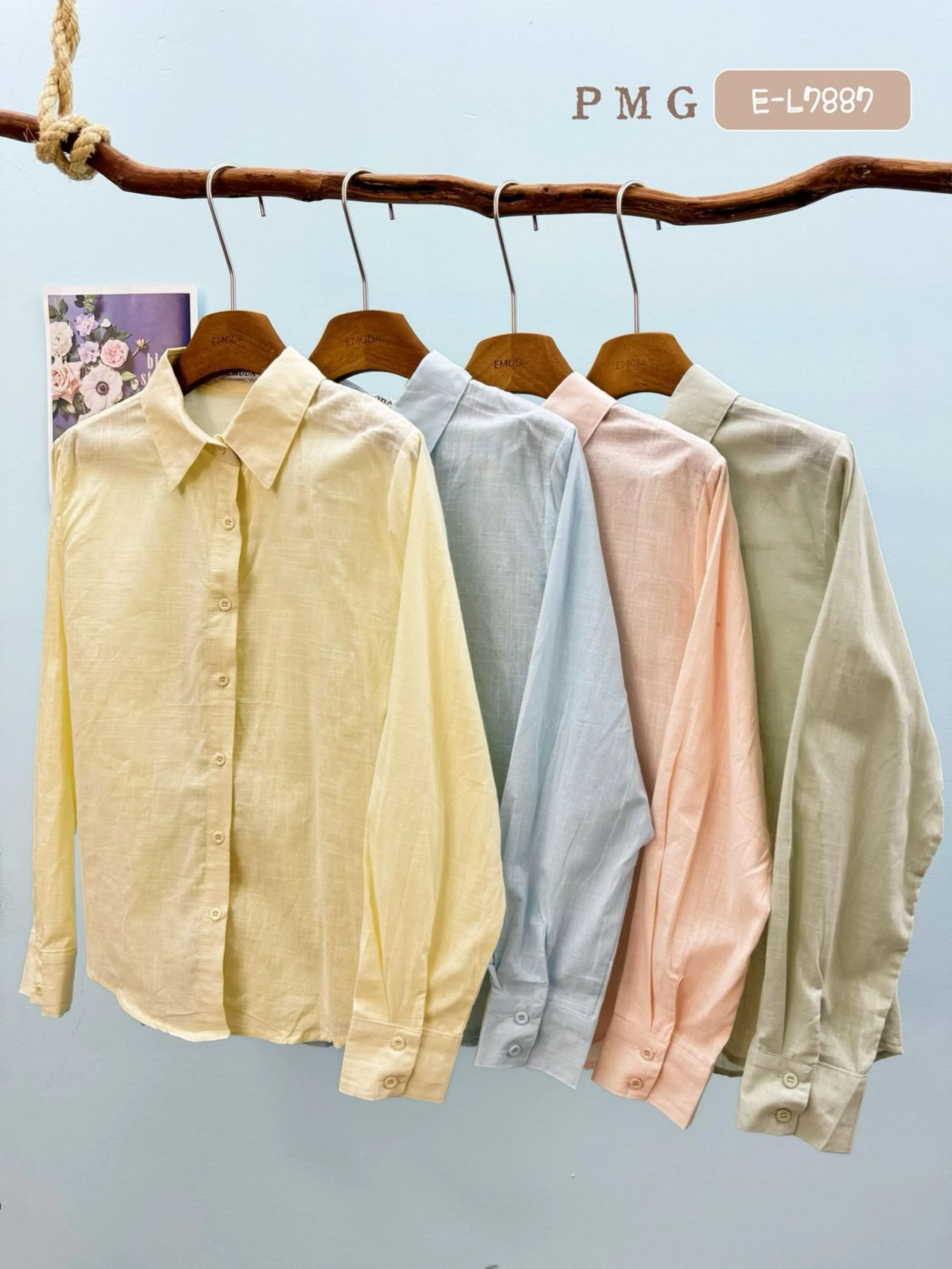 E-L7887 camisa - P M G - linho