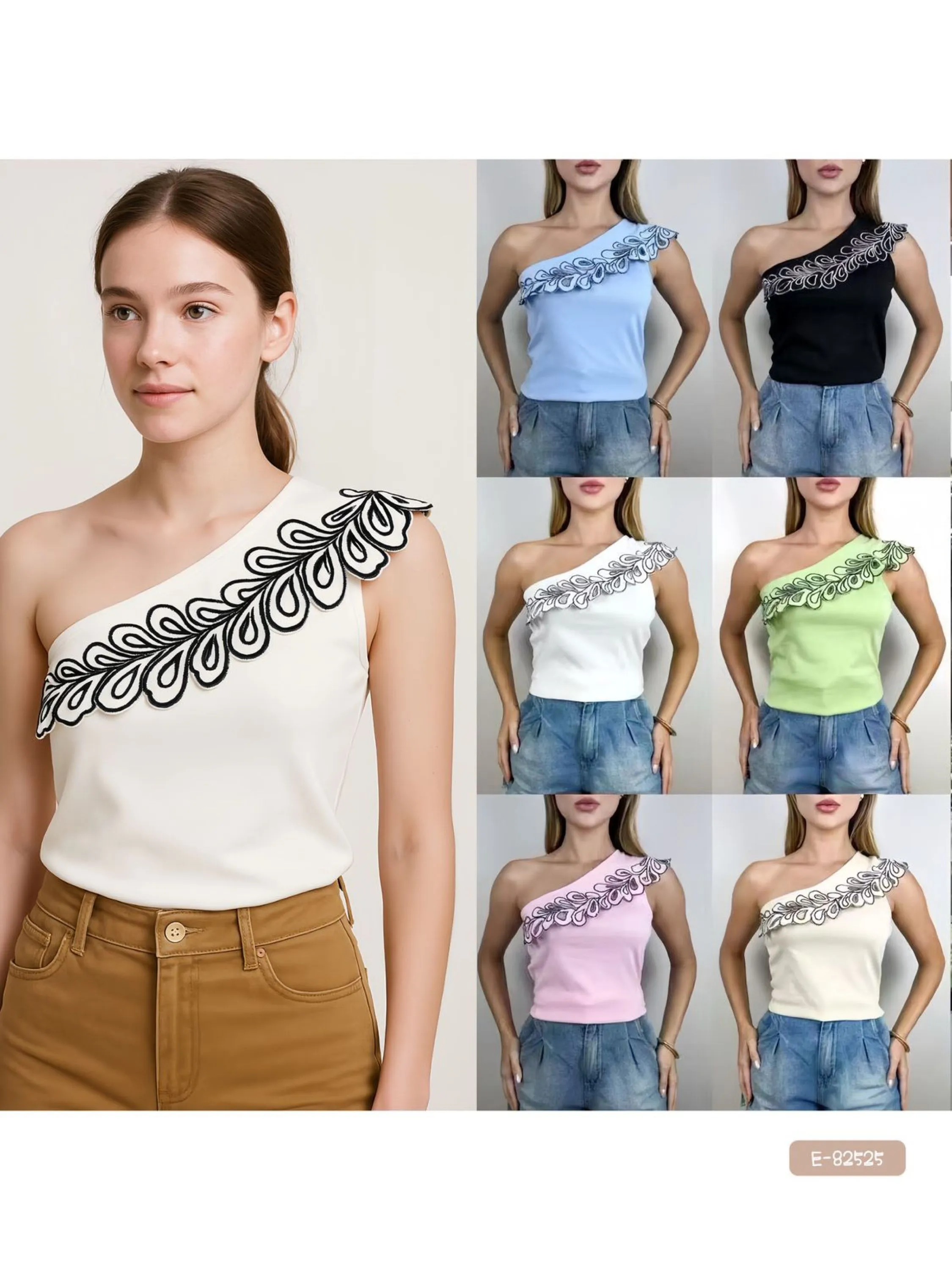 E-82525. Blusa - algodão bordado