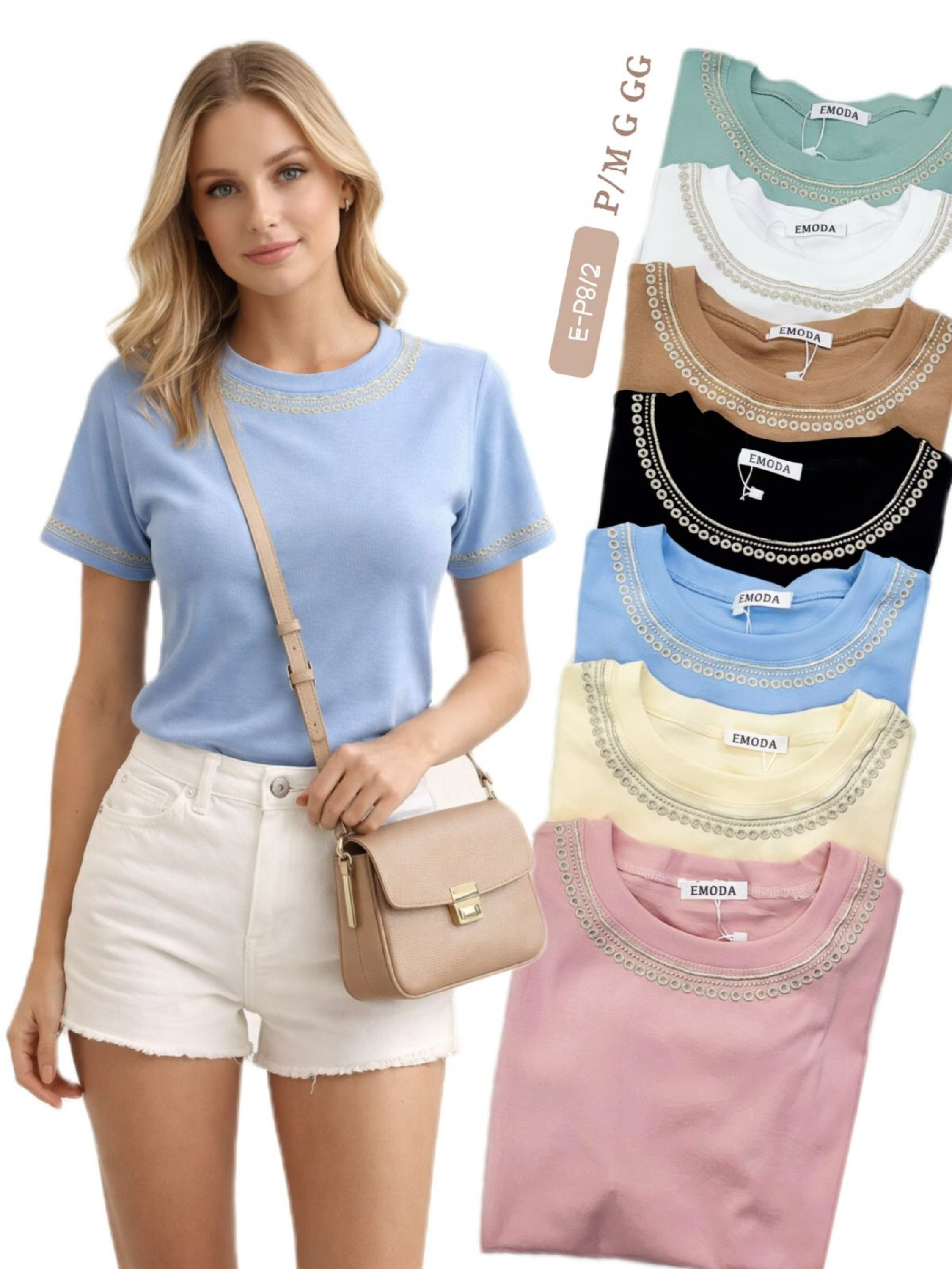 E-P812. T-shirt - P/M. G. GG - algodão