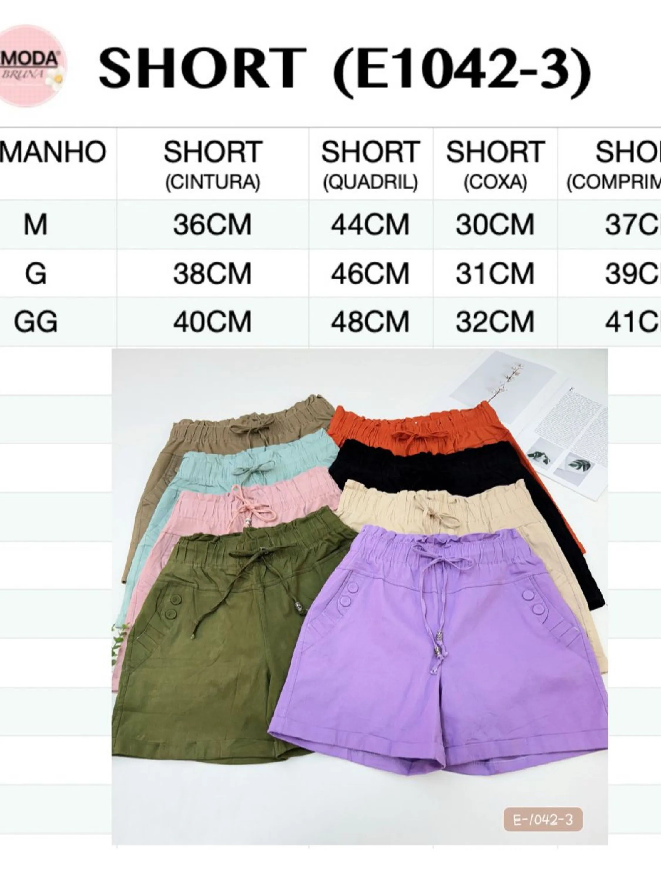 1042 shorts  de Sarja com elastano