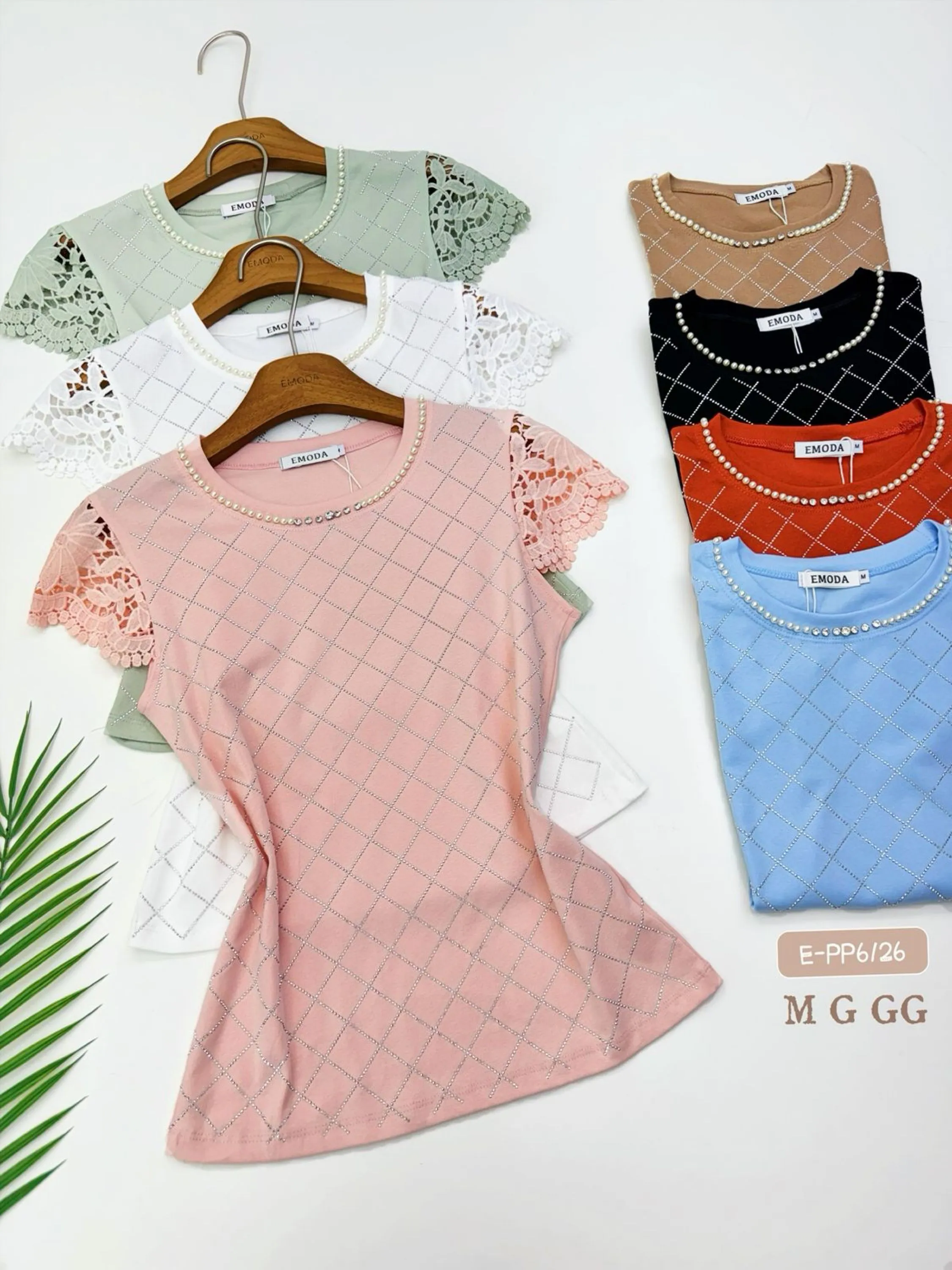 E-PP6126. T-shirt - M G GG - algodão com brilho