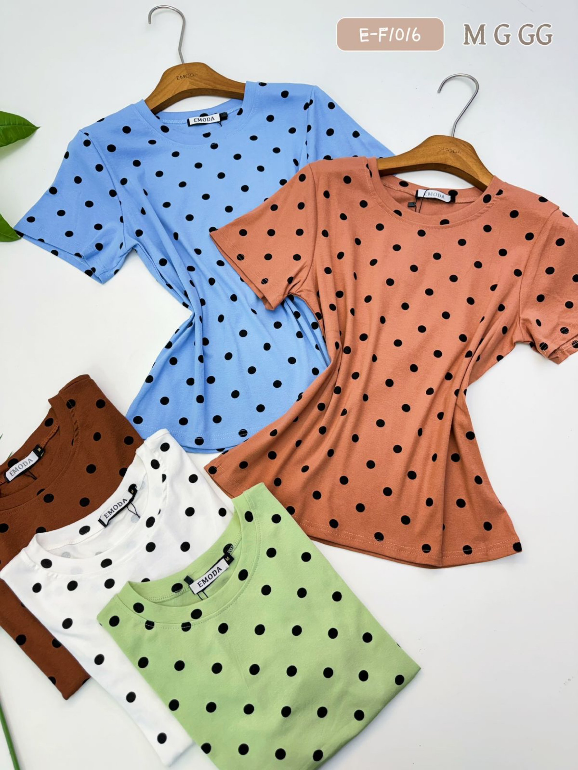 E-F1016. T-shirt poa - M G GG - algodão