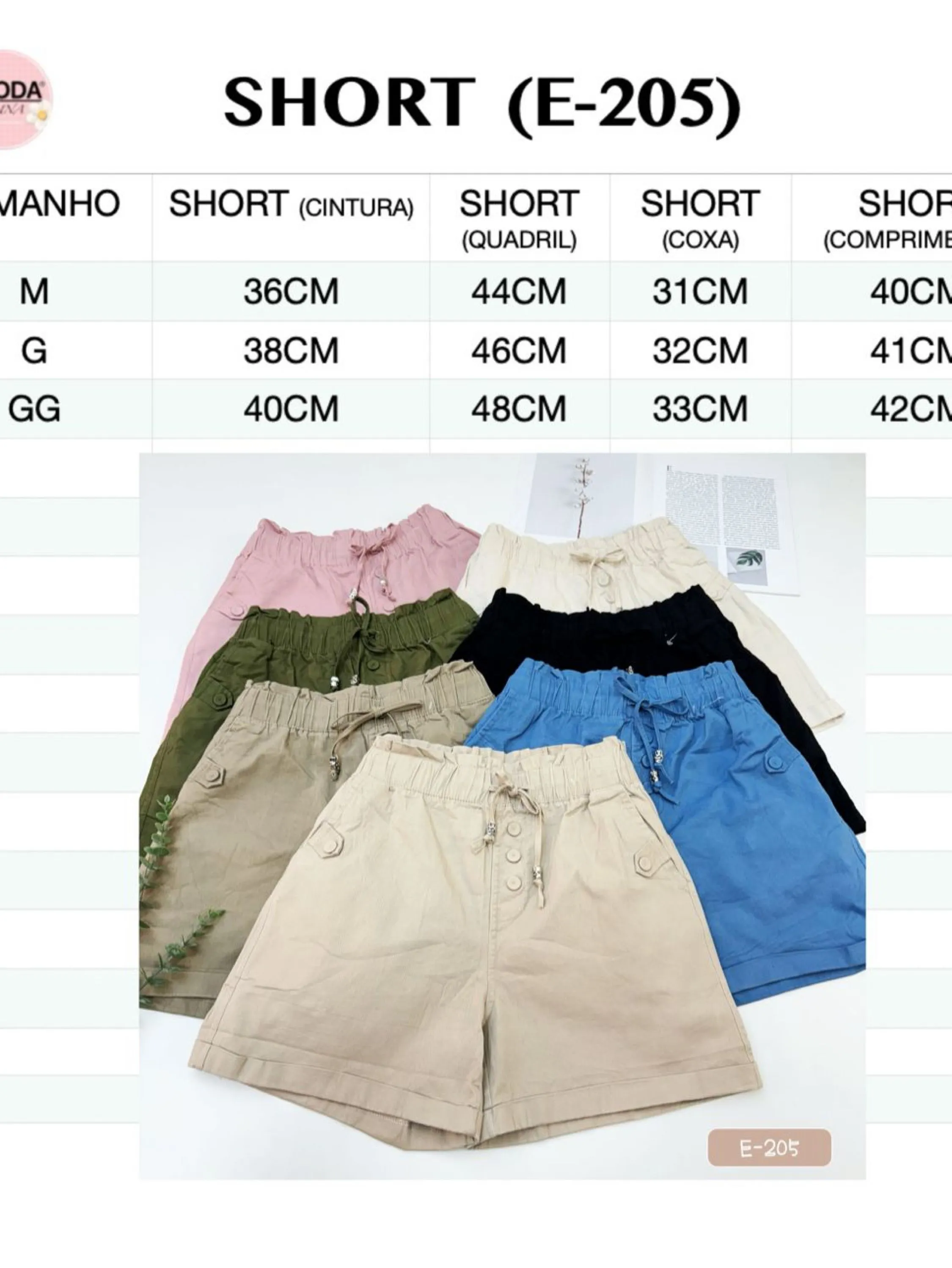 205 shorts  de sarja com elastano