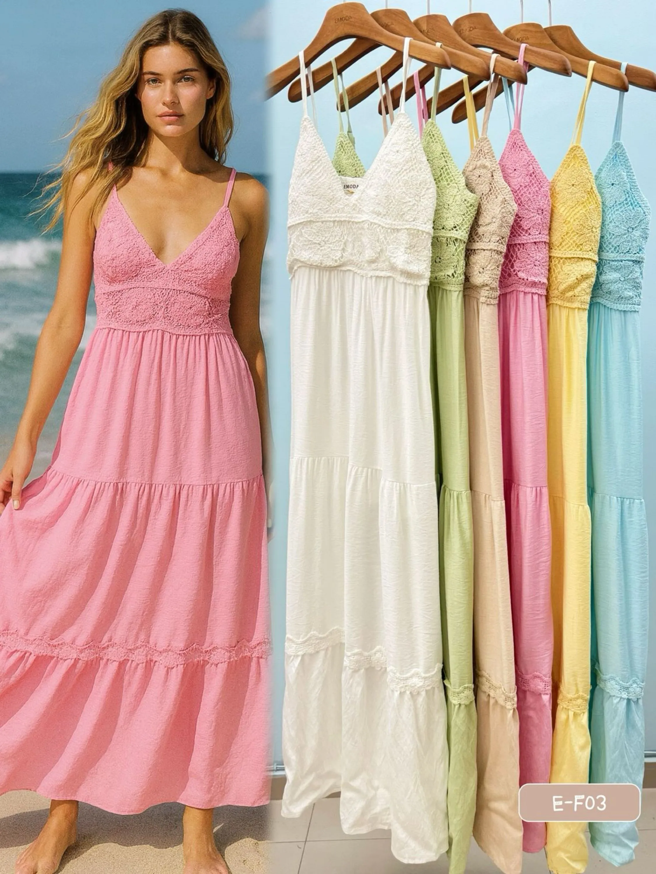 E-F03. Vestido longo - M G GG - linho macio