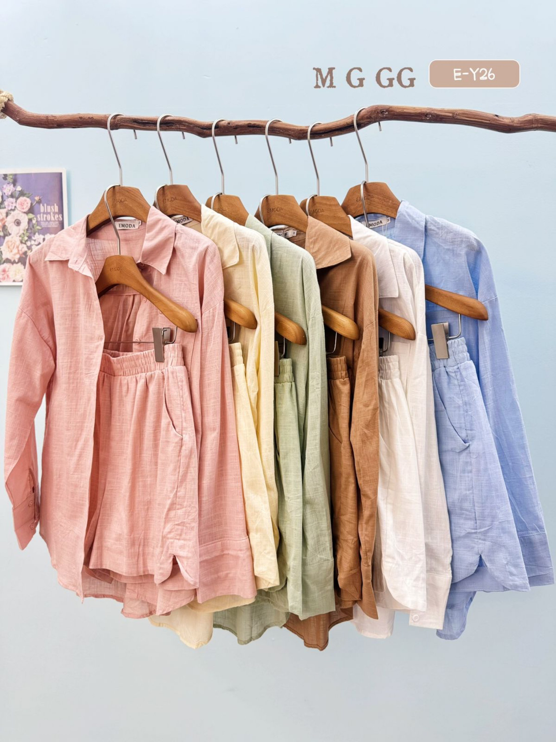 E-Y26. Conjunto - M G GG - linho ( short com forro )