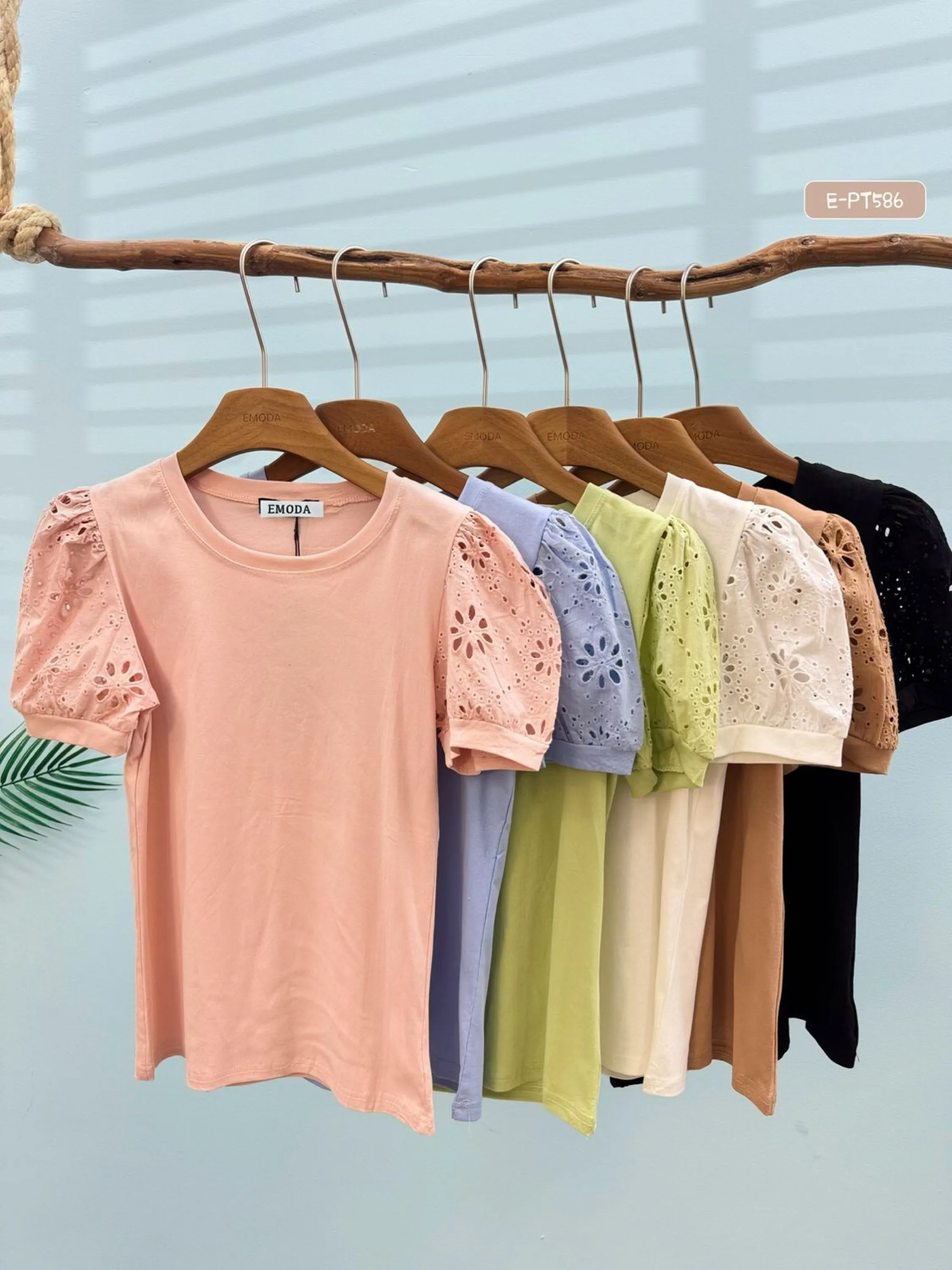 E-PT586  T-shirt - M G GG - algodão com laise