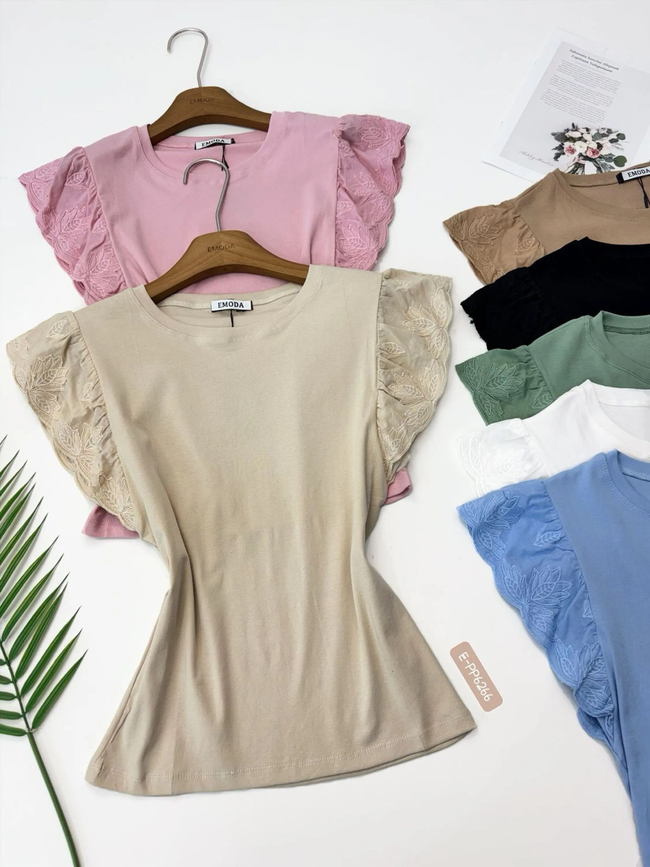 E-PP6266. T-shirt - M G GG - algodão com Laise