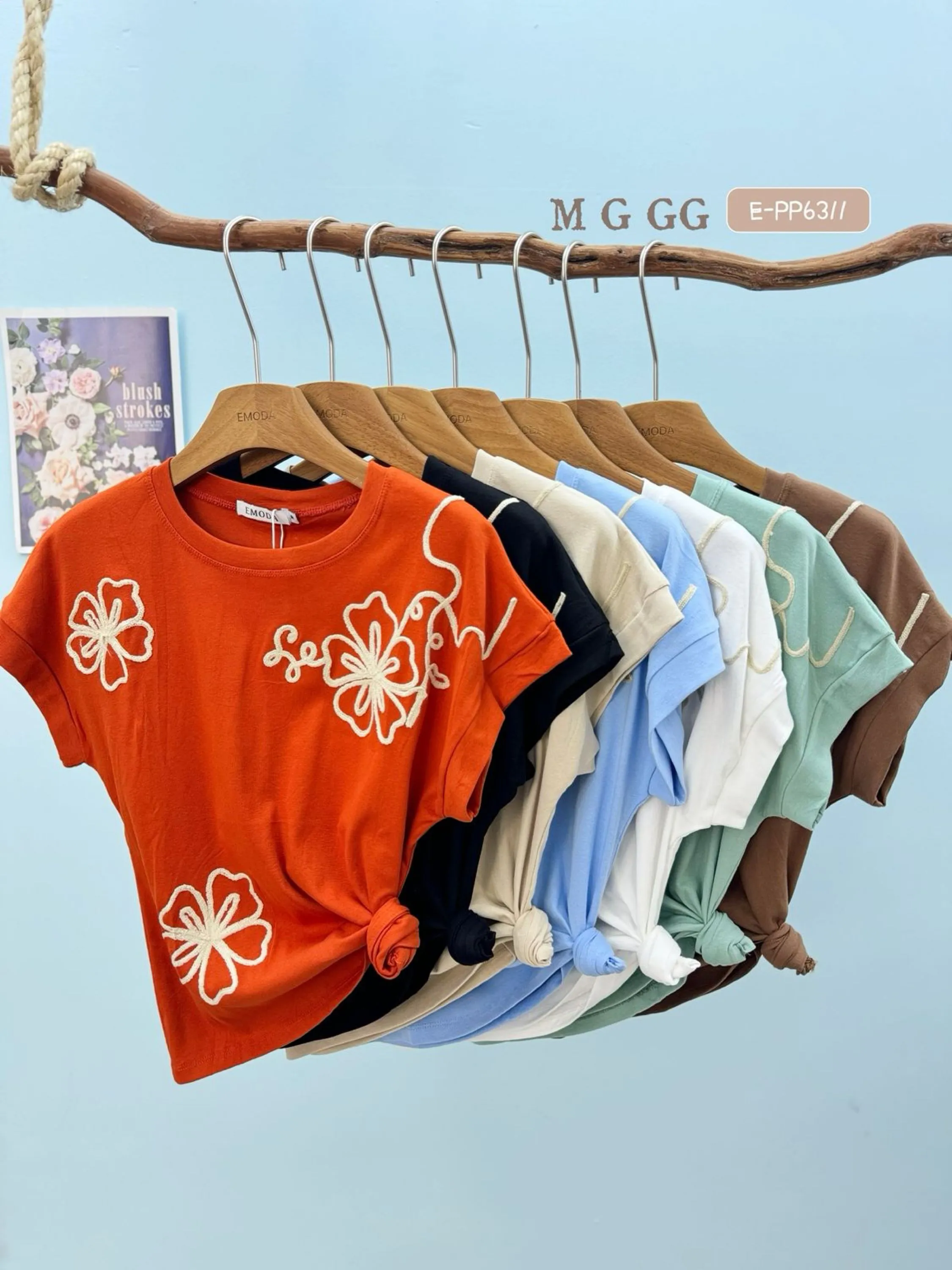 E-PP6311. T-Shirt. - M G GG- algodão bordado