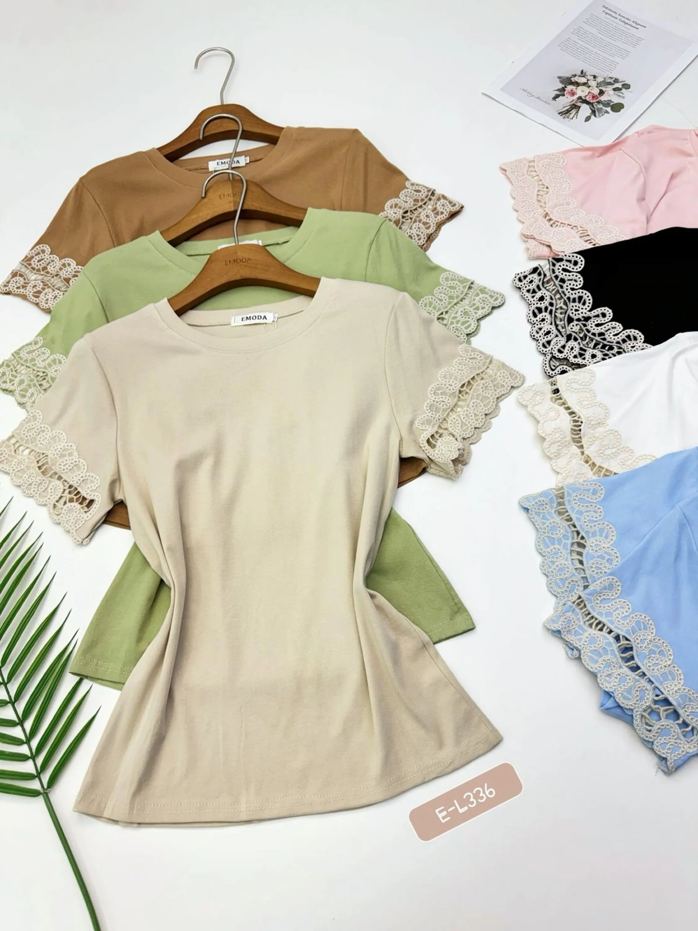 E-L336. T-shirt - M G GG - algodão bordado