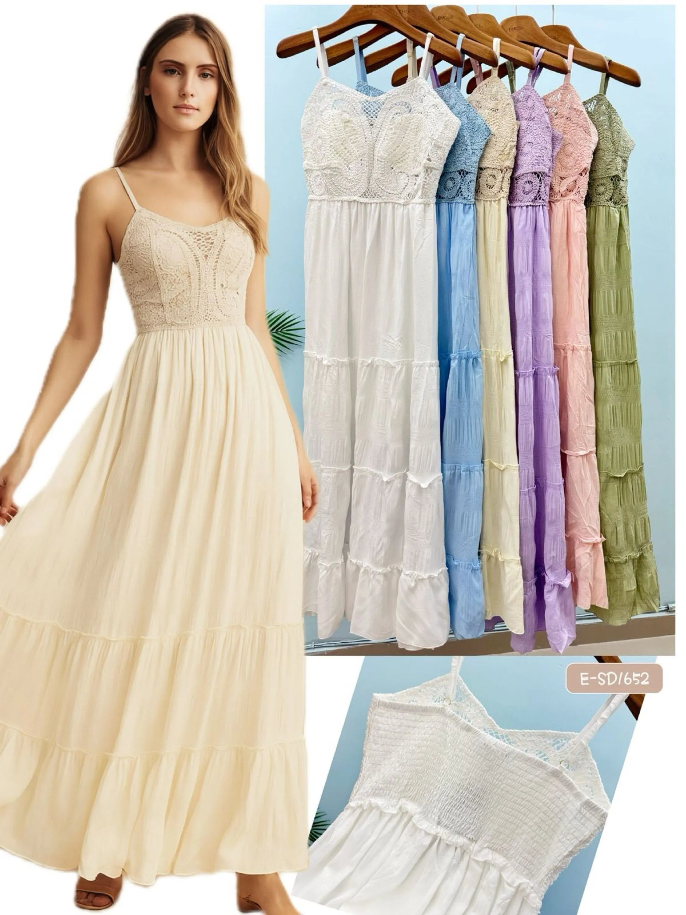 E-SD1652. Vestido longo - M G GG - linho com forro
