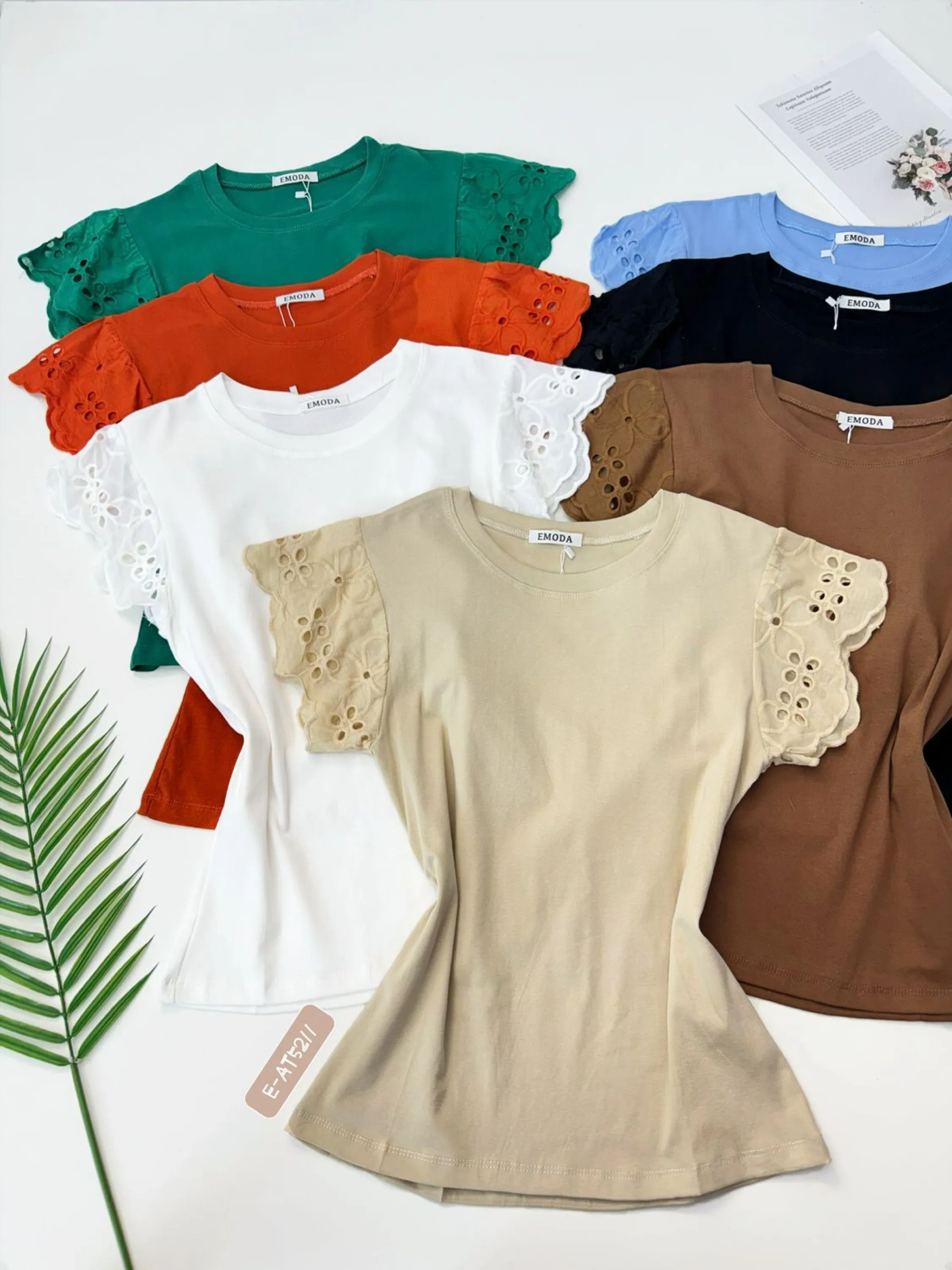 E-AT5211.  T-shirt - M G GG - algodão +laise