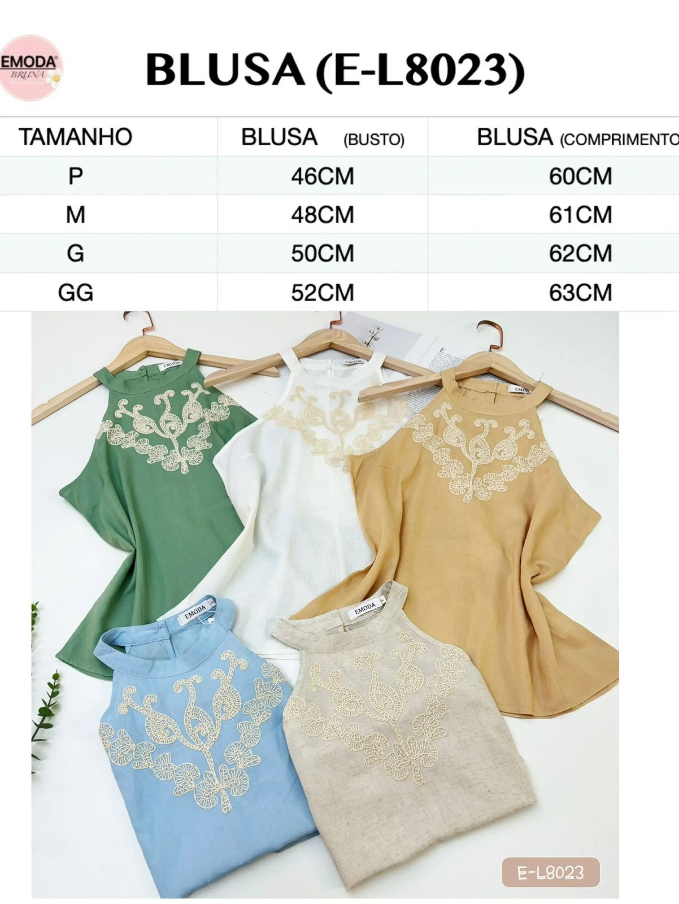 8023 blusa de linho bordado