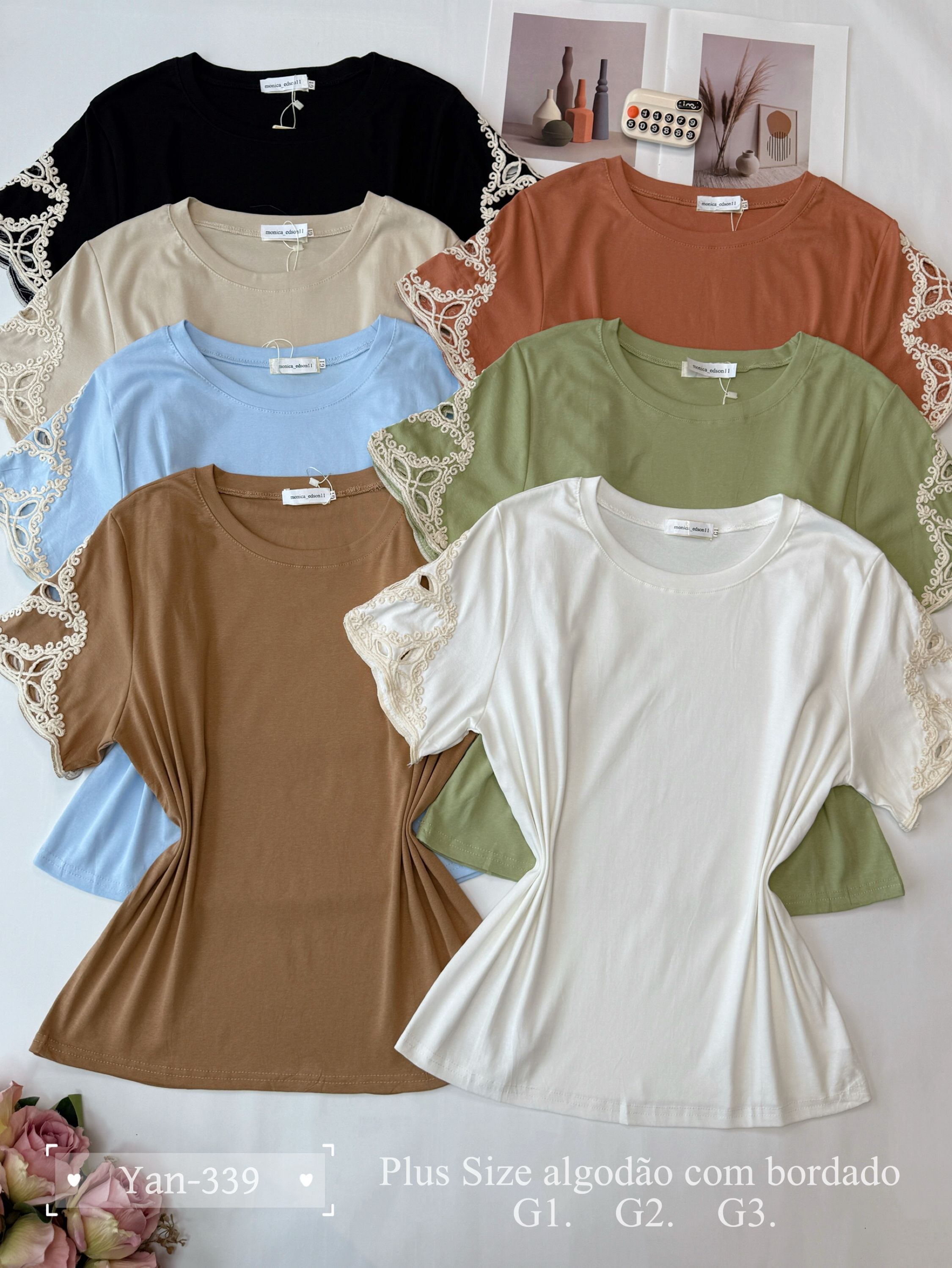 Plus Size algodão com bordado 339# Yan modas