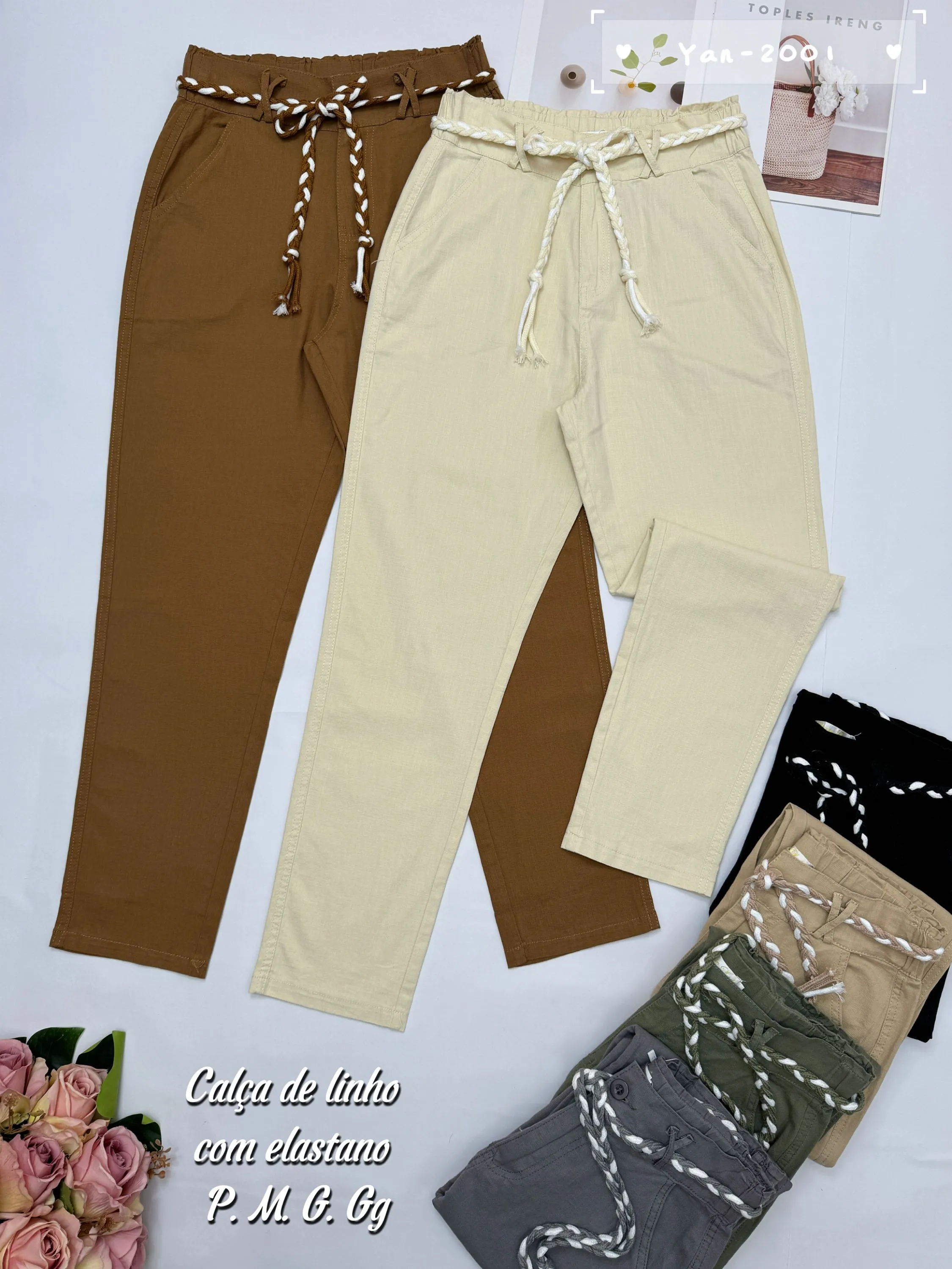 Calça linho com elastano 2001# Yan modas