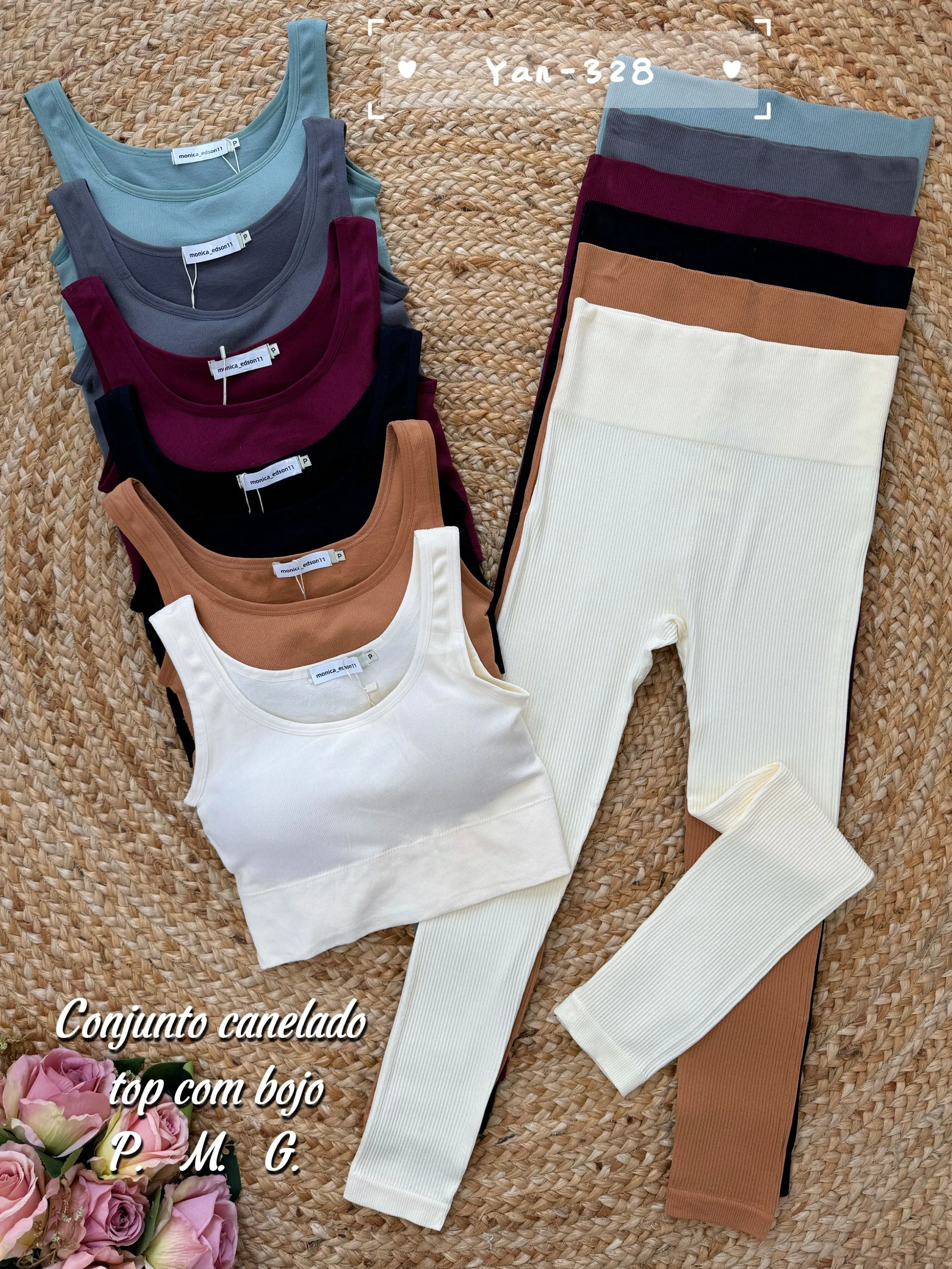 Conjunto canelado top com bojo 328# Yan modas