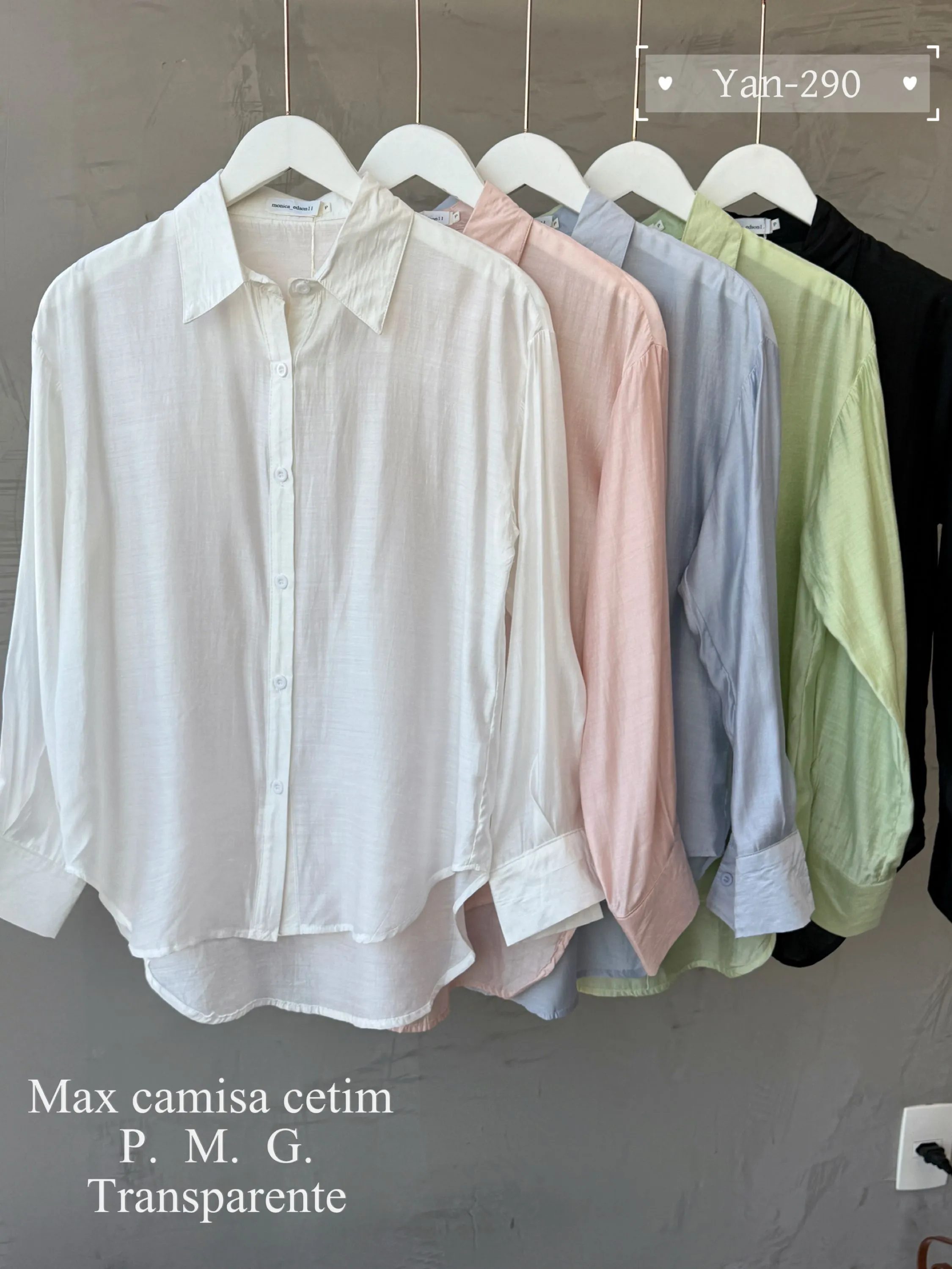 Max camisa cetim transparente 290# Yan modas