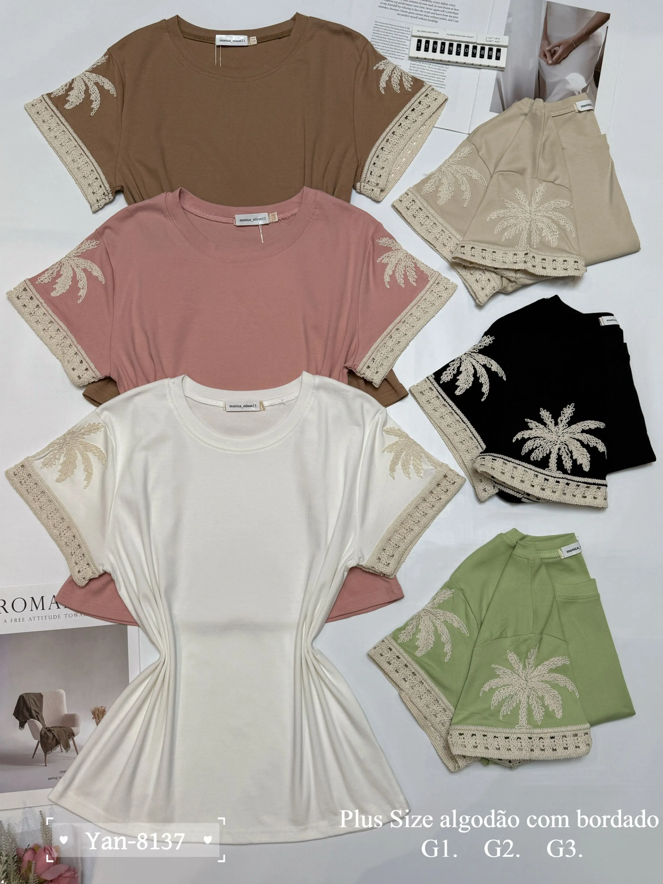 Plus Size algodão com bordado 8137 Yan modas