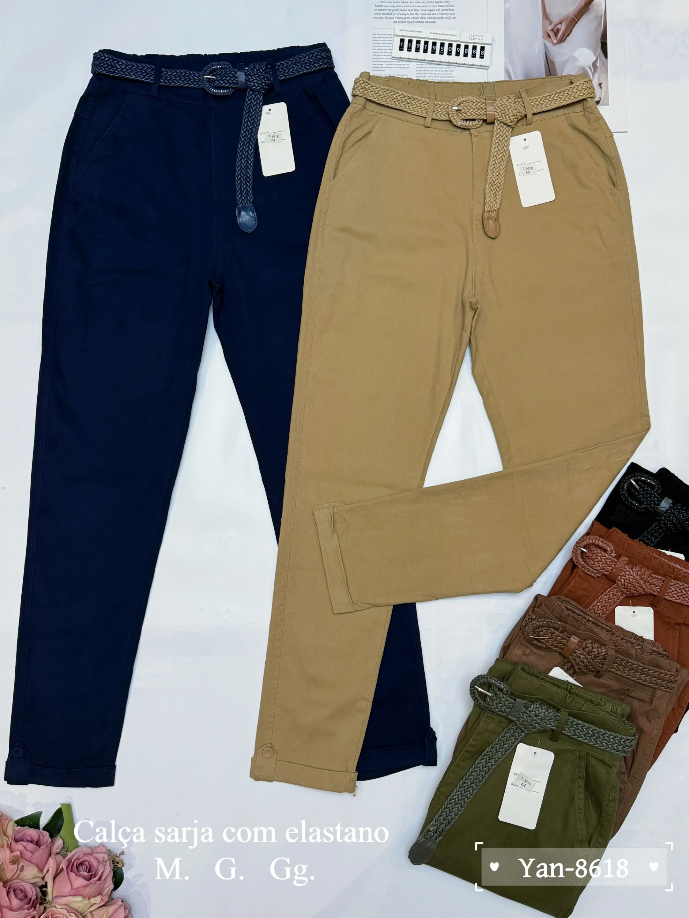 Calça sarja com elastano 8618# Yan modas