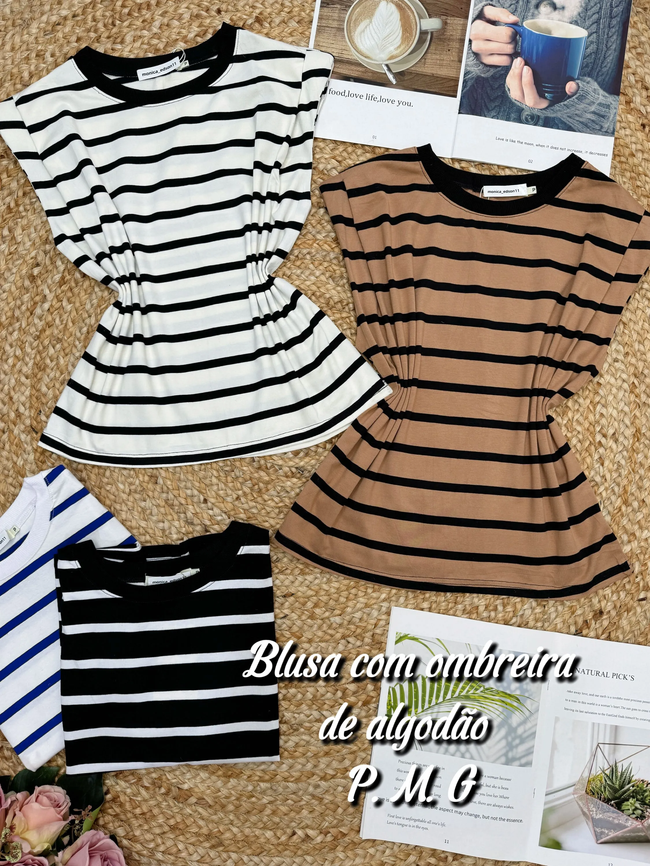 Blusa com ombreira de algodão 123# Yan modas