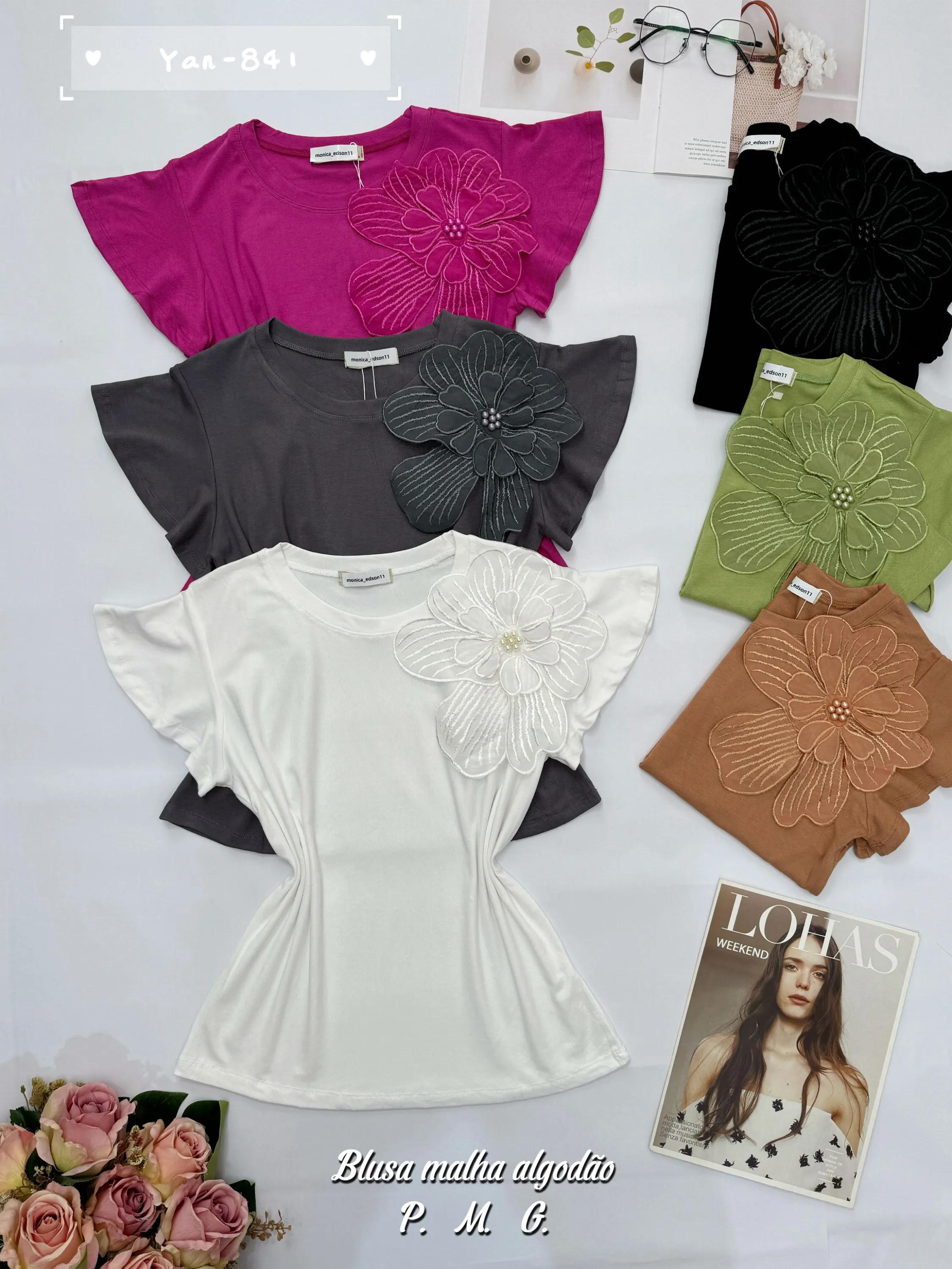 Blusa malha algodão com elastano 841# Yan modas