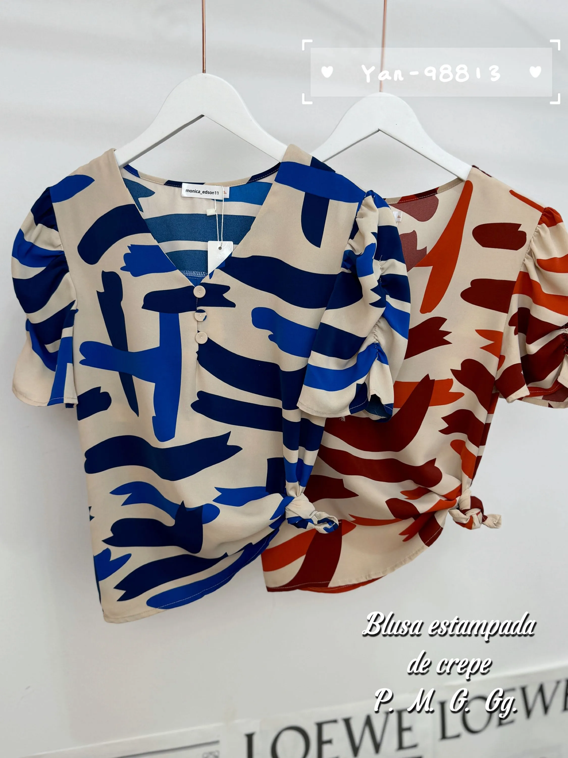 Blusa estampada de crepe 98813# Yan modas