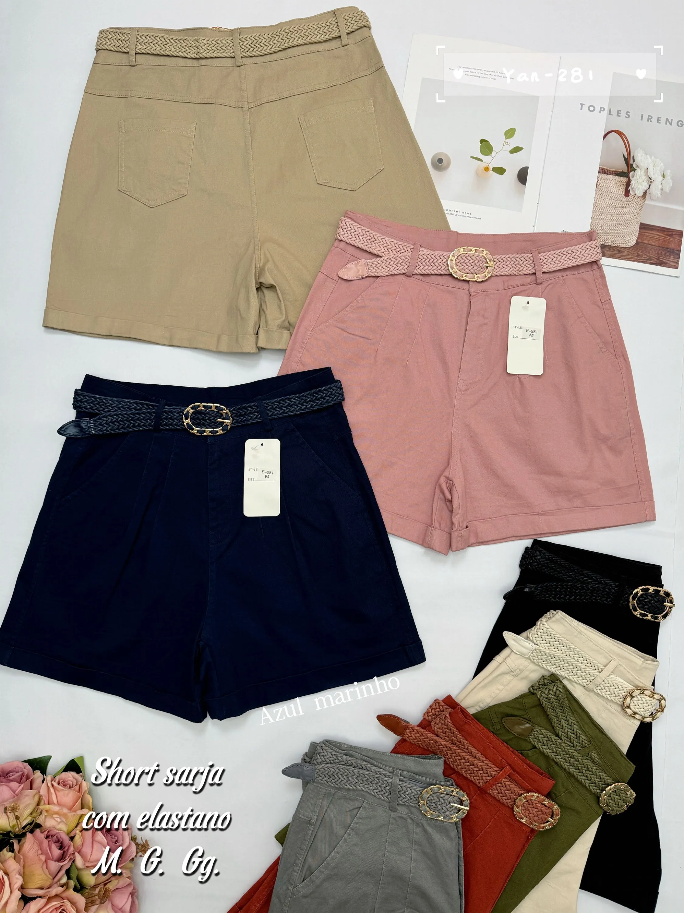 Short de sarja com elastano 281# Yan modas