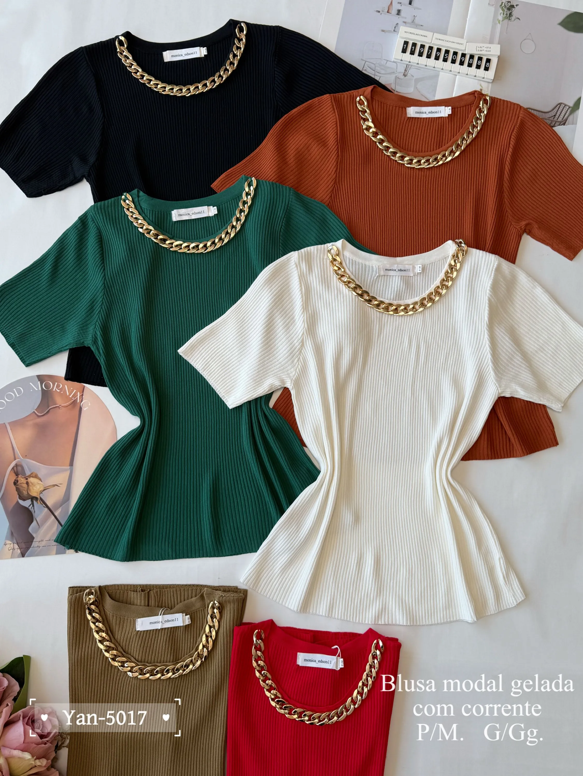 Blusa modal gelada com corrente 5017# Yan modas