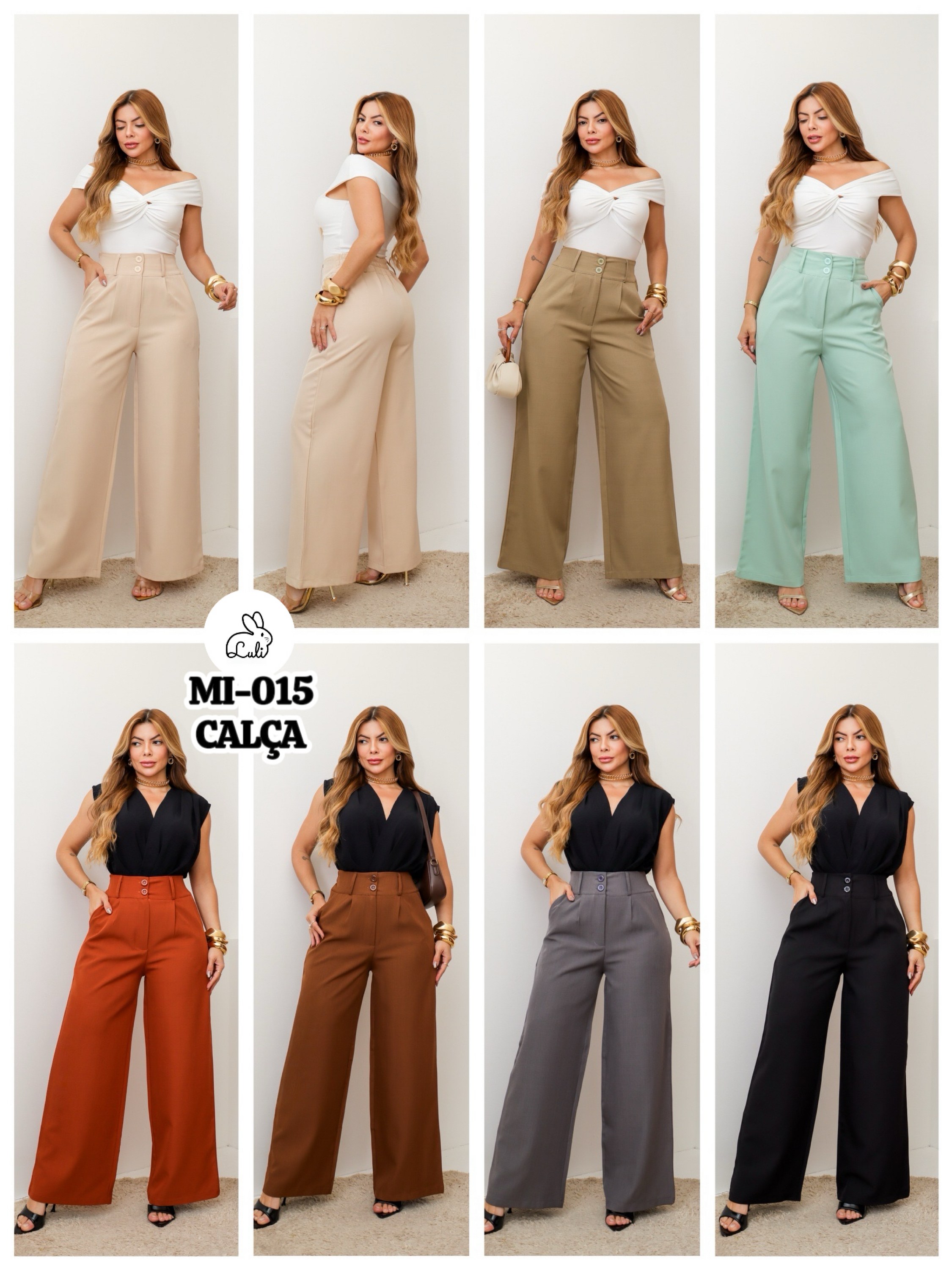 Calça Pantalona Social com Elástico na Cintura/MI-015