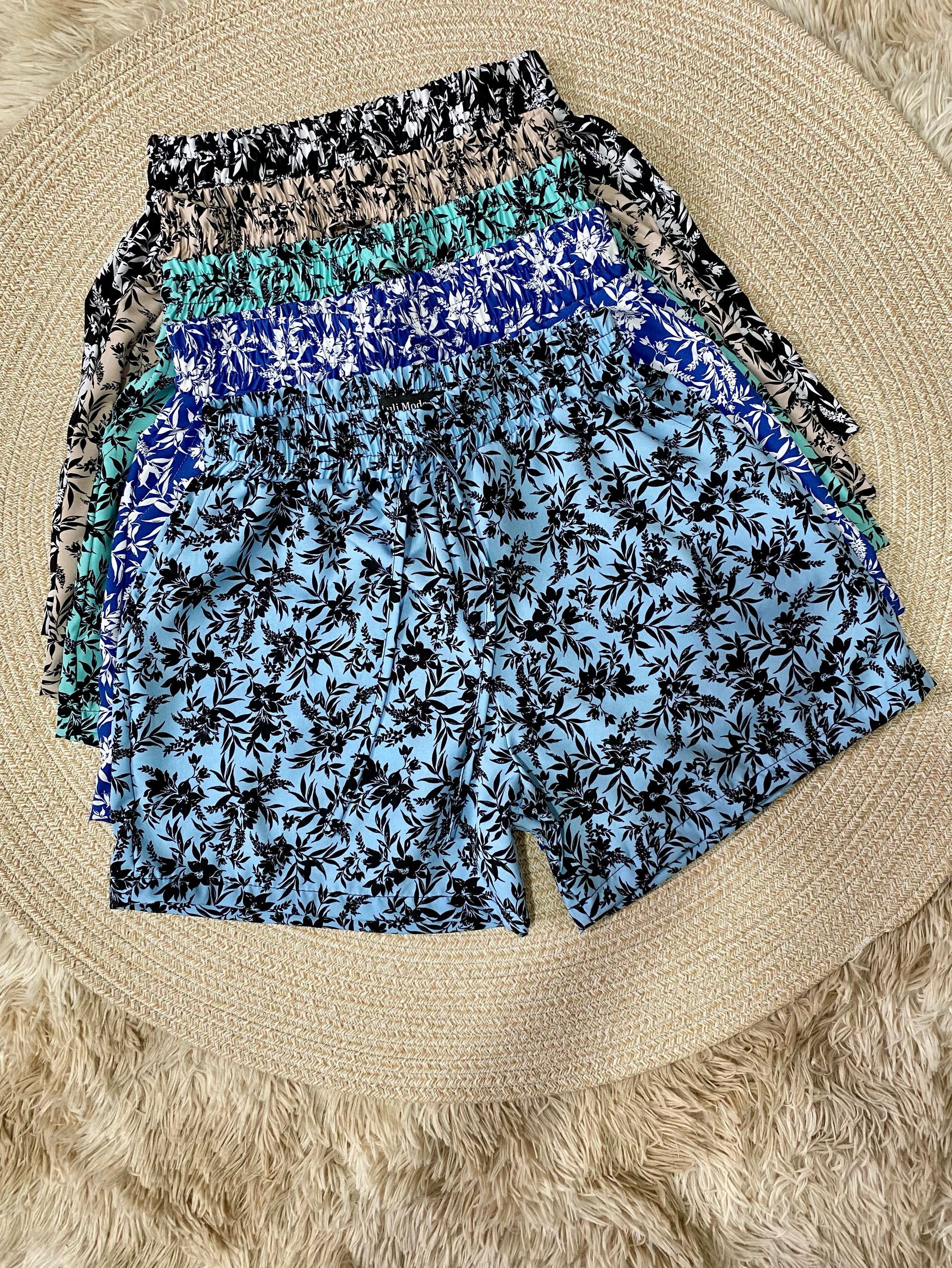 Short básico estampado tecido crepinho