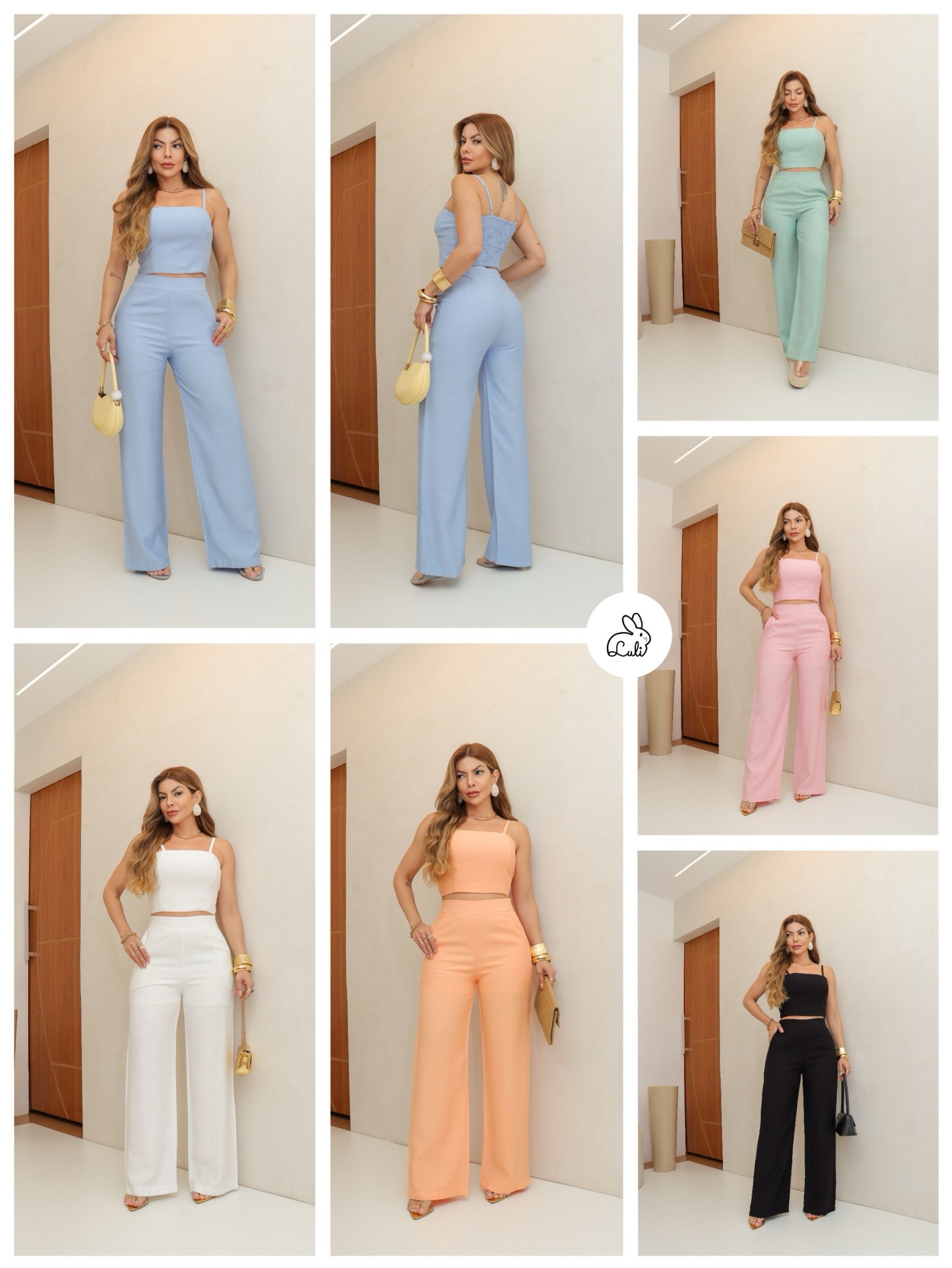 Conjunto Top elástico e Calça forrado/MI-007