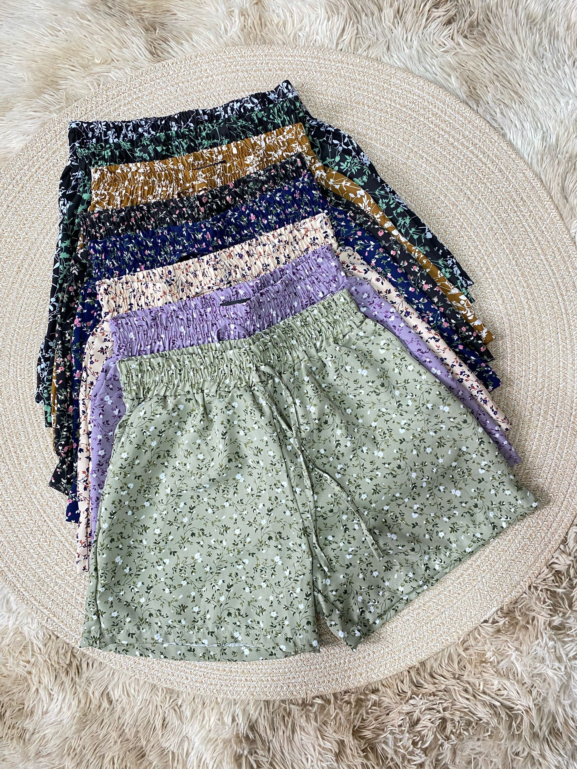 Short básico estampado tecido crepinho