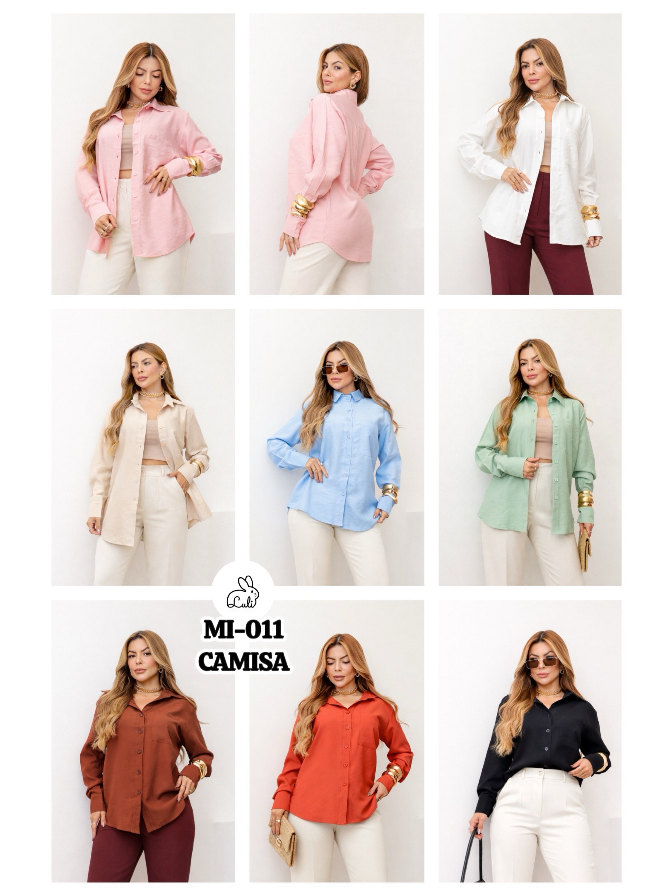 Camisa Feminina Casual Manga Longa Com Botão/MI-011